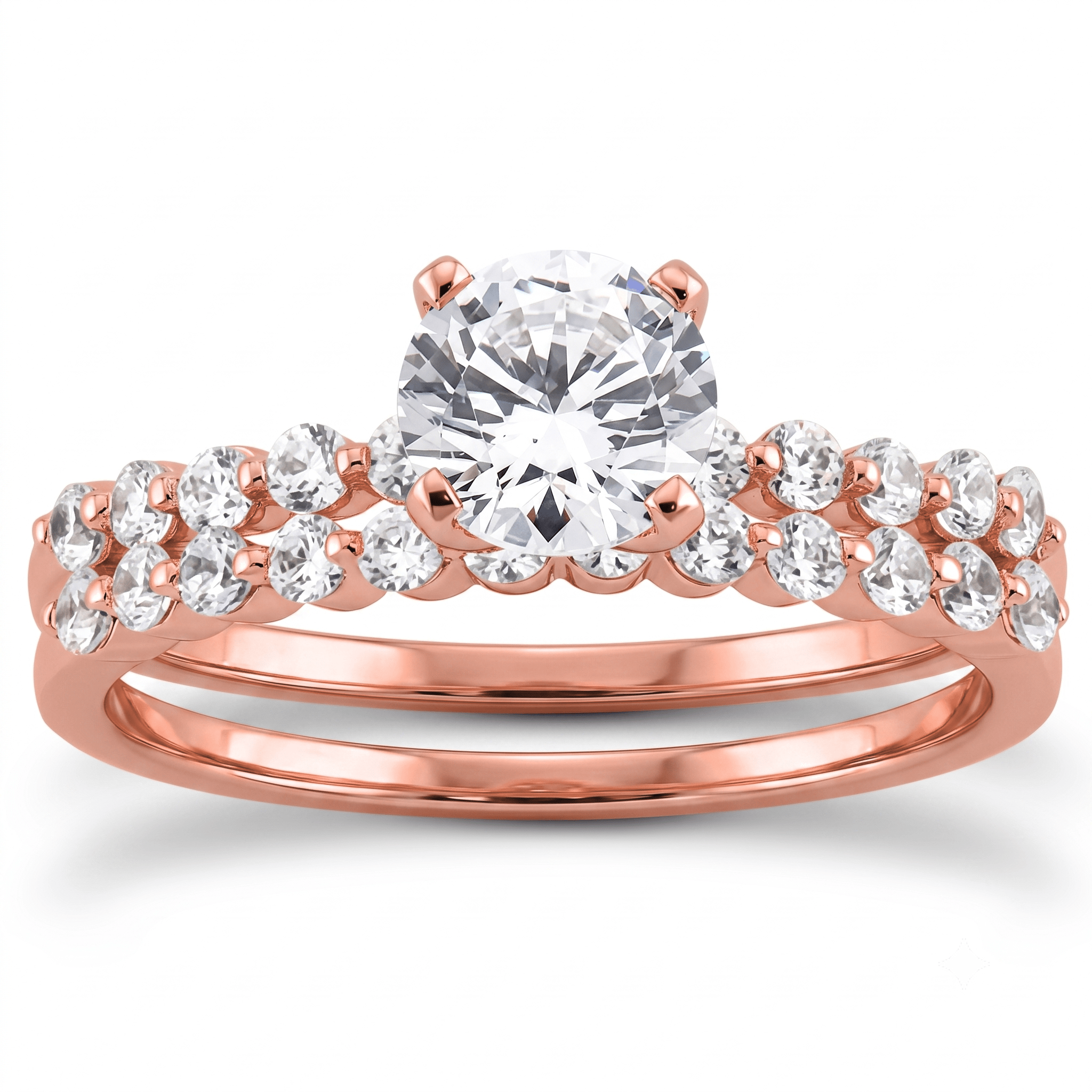 1 to 5 Carat Round Lab Grown Diamond Bridal Set in 14K Gold - ENS3023