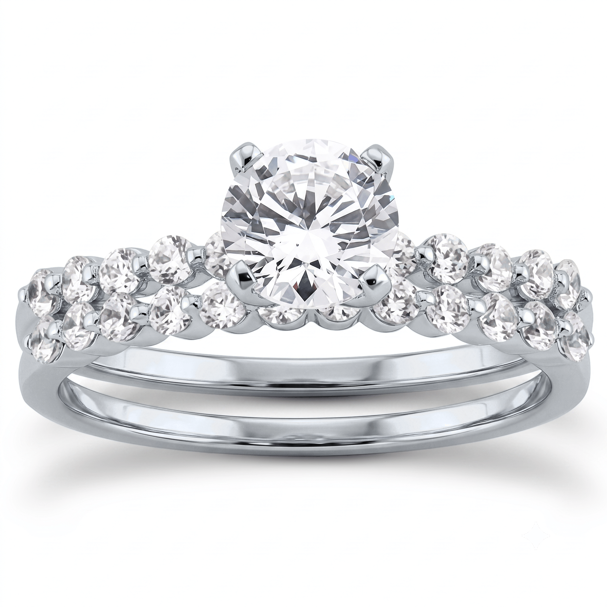 1 to 5 Carat Round Lab Grown Diamond Bridal Set in 14K Gold - ENS3023