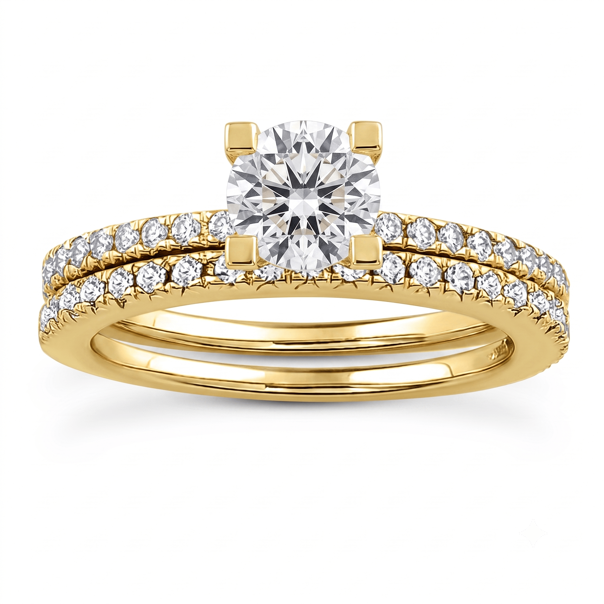 1 to 5 Carat Round Lab Grown Diamond Solitaire Bridal Set in 14K Gold - ENS3057