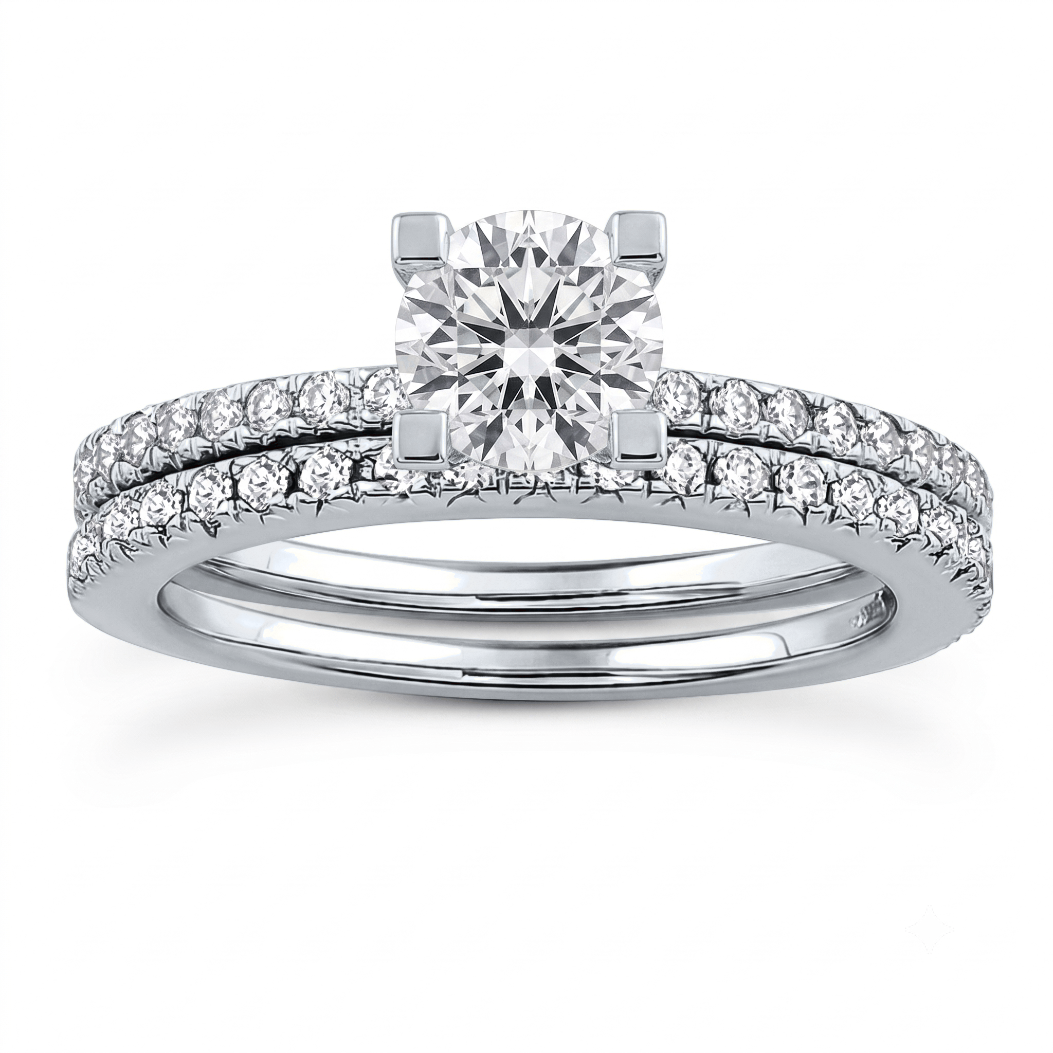 1 to 5 Carat Round Lab Grown Diamond Solitaire Bridal Set in 14K Gold - ENS3057