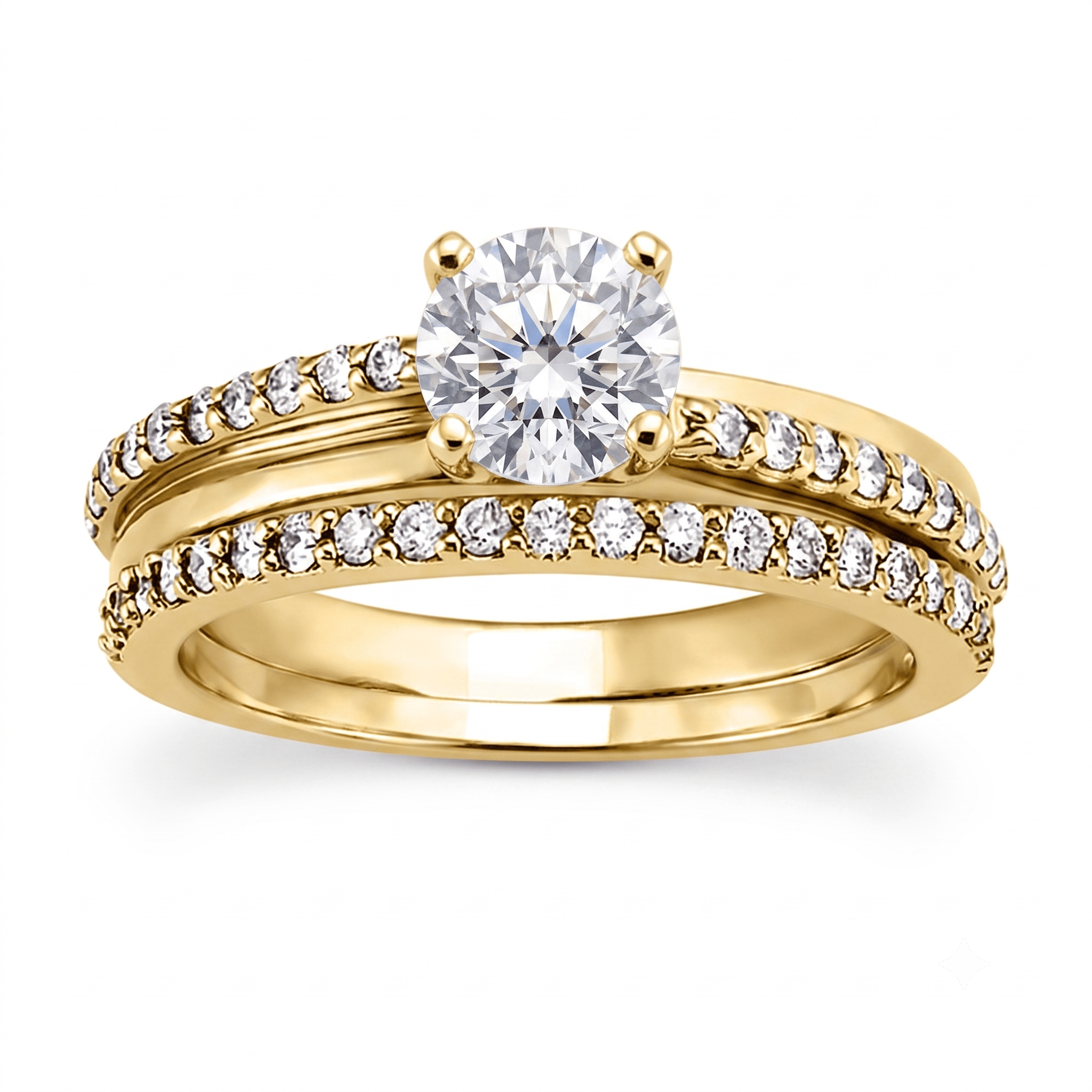 1 to 5 Carat Round Lab Grown Diamond Solitaire Bridal Set in 14K Gold - ENS3080