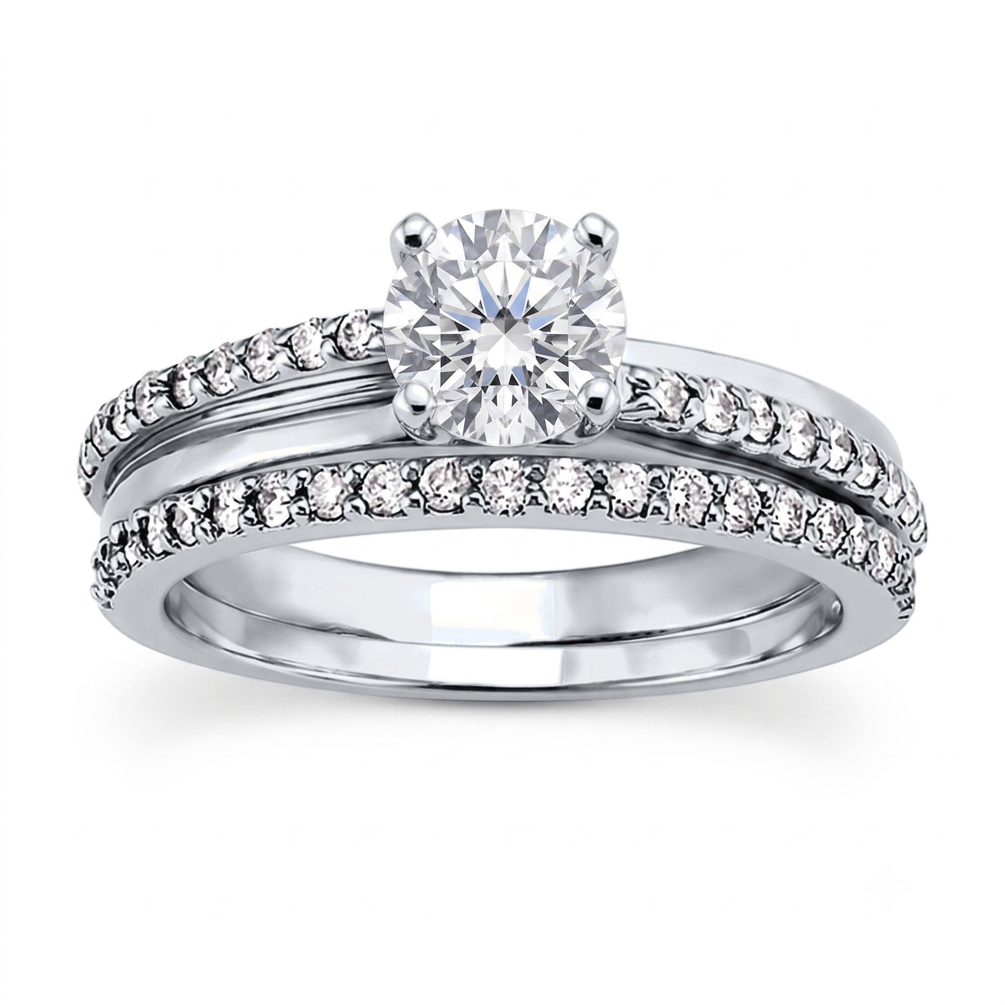 1 to 5 Carat Round Lab Grown Diamond Solitaire Bridal Set in 14K Gold - ENS3080