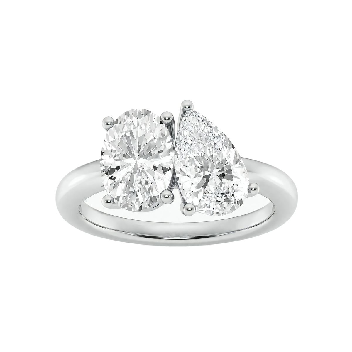 8 Carat Oval and Pear Lab Grown Diamond Toi et Moi Two-Stone Engagement Ring in 14K White Gold — Photo 1