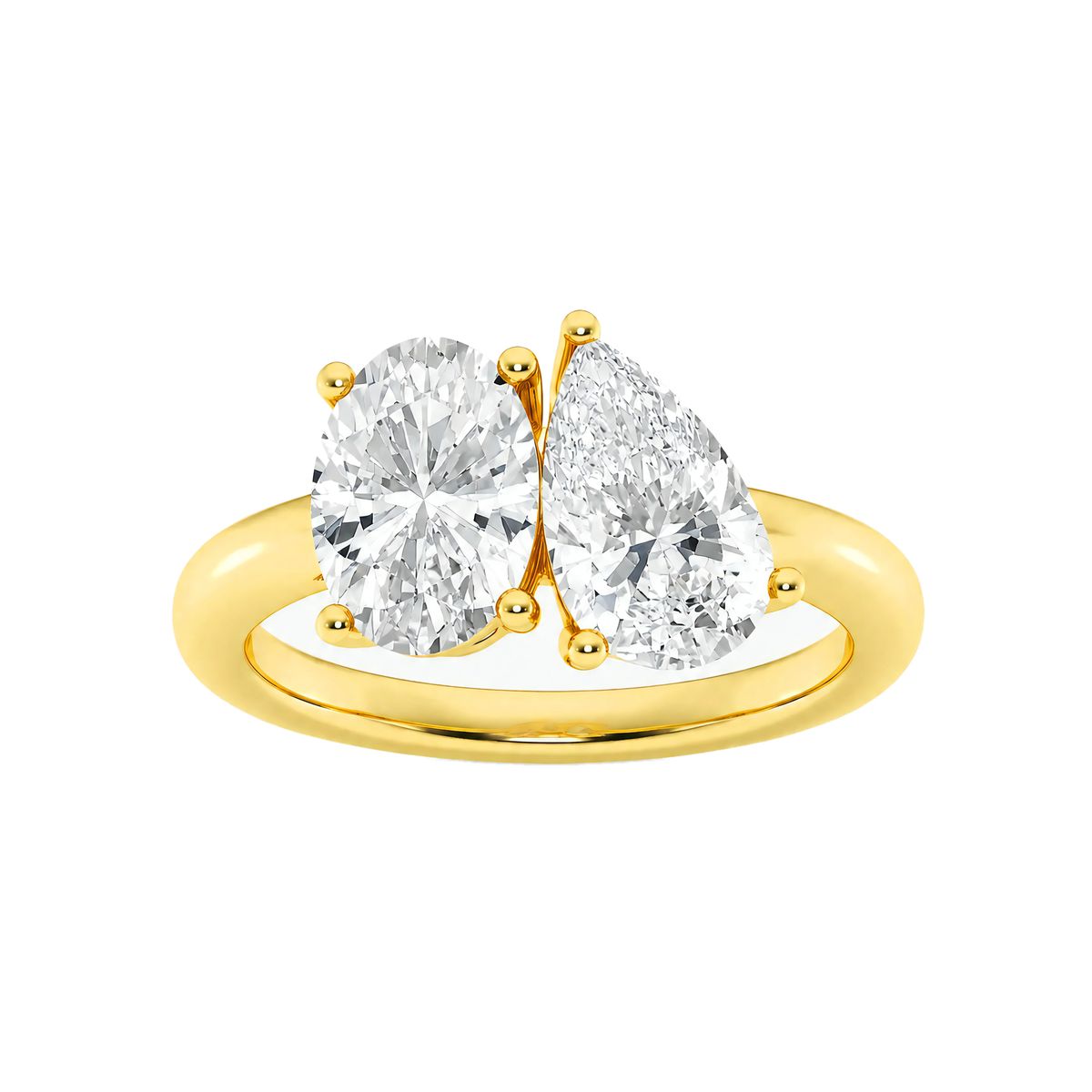 8 Carat Oval and Pear Lab Grown Diamond Toi et Moi Two-Stone Engagement Ring in 14K Yellow Gold — Photo 1