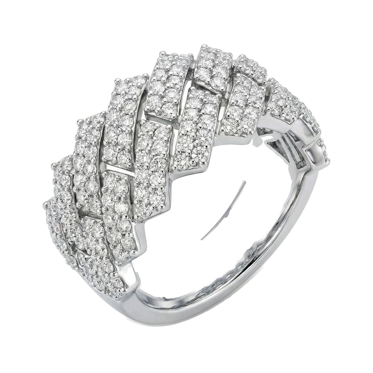 1.50 ct EF VS Lab Grown Diamond Mens Cuban Ring in 14k White Gold - Fine Jewelry by JewelWeSell