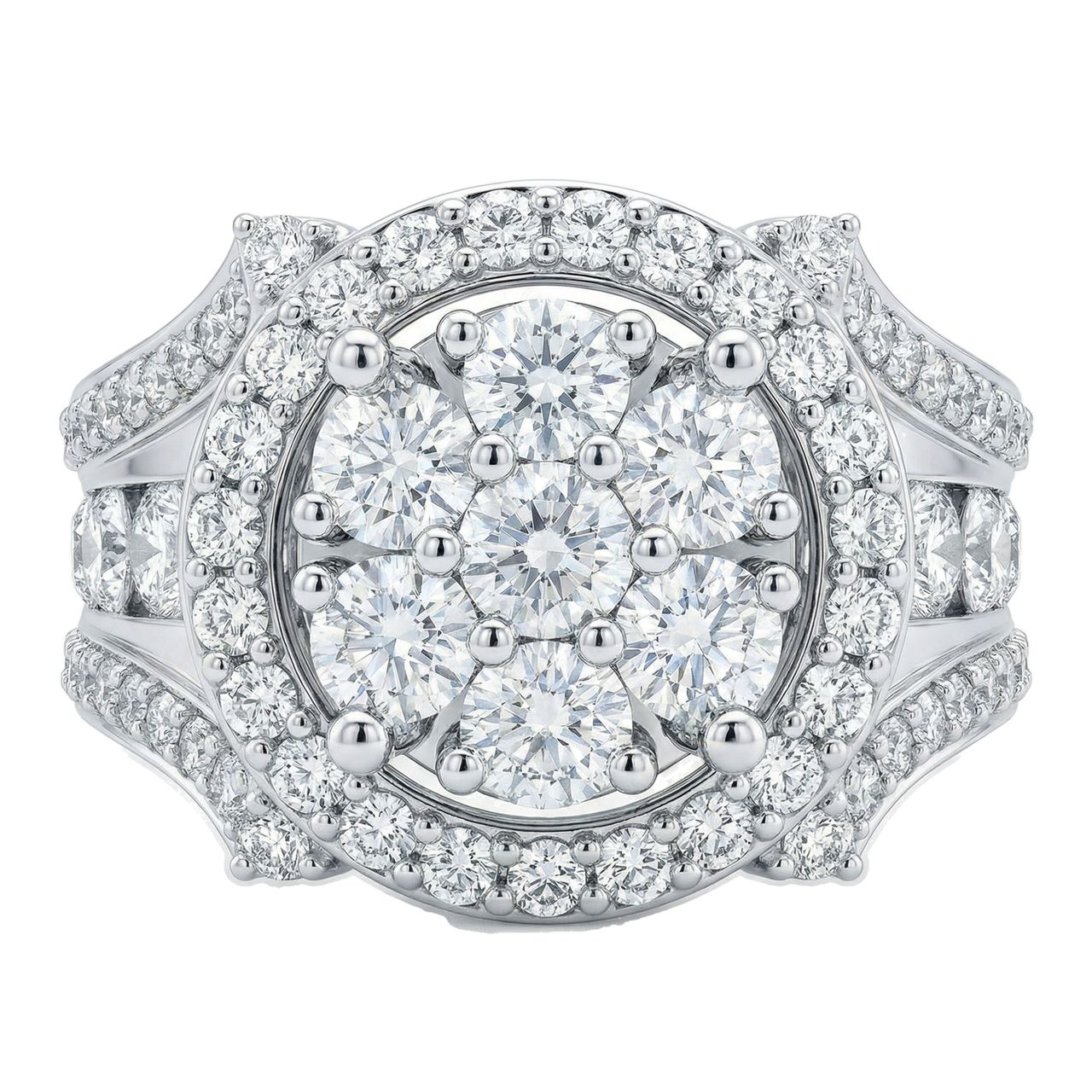 3.60 ct EF VS Lab Grown Diamond Mens Statement Ring in 14k White Gold _ Sz0875 100909 - Fine Jewelry by JewelWeSell