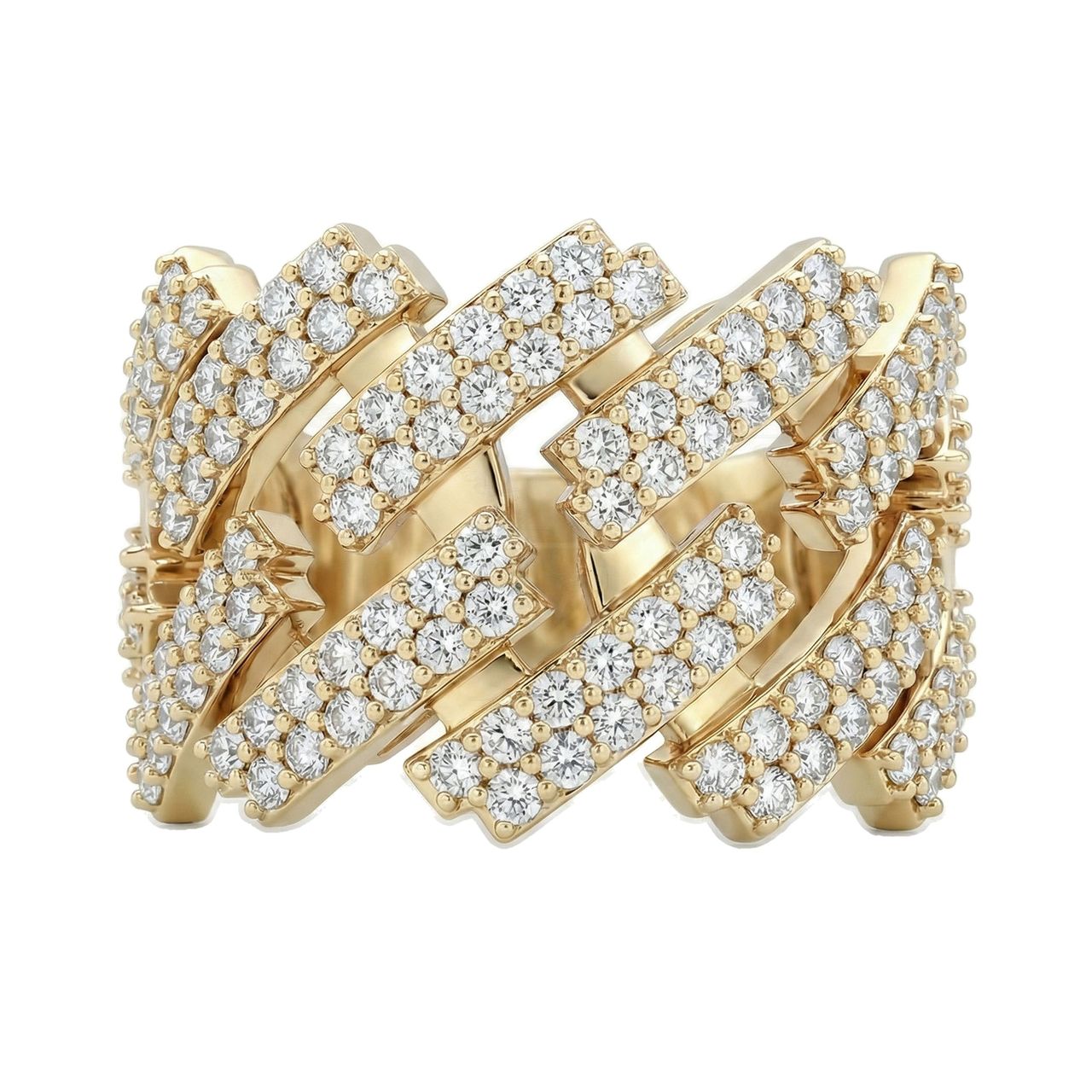 1.60 ct EF VS Lab Grown Diamond Mens Cuban Ring in 10k Yellow Gold _ Sz0875 100918 - Fine Jewelry by JewelWeSell