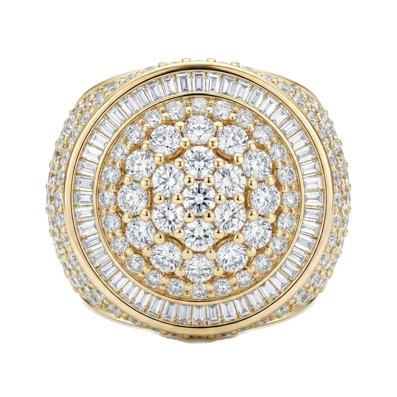 4.75 ct EF VS Lab Grown Diamond Mens Statement Ring in 14k Yellow Gold _ Sz1275 100928 - Fine Jewelry by JewelWeSell