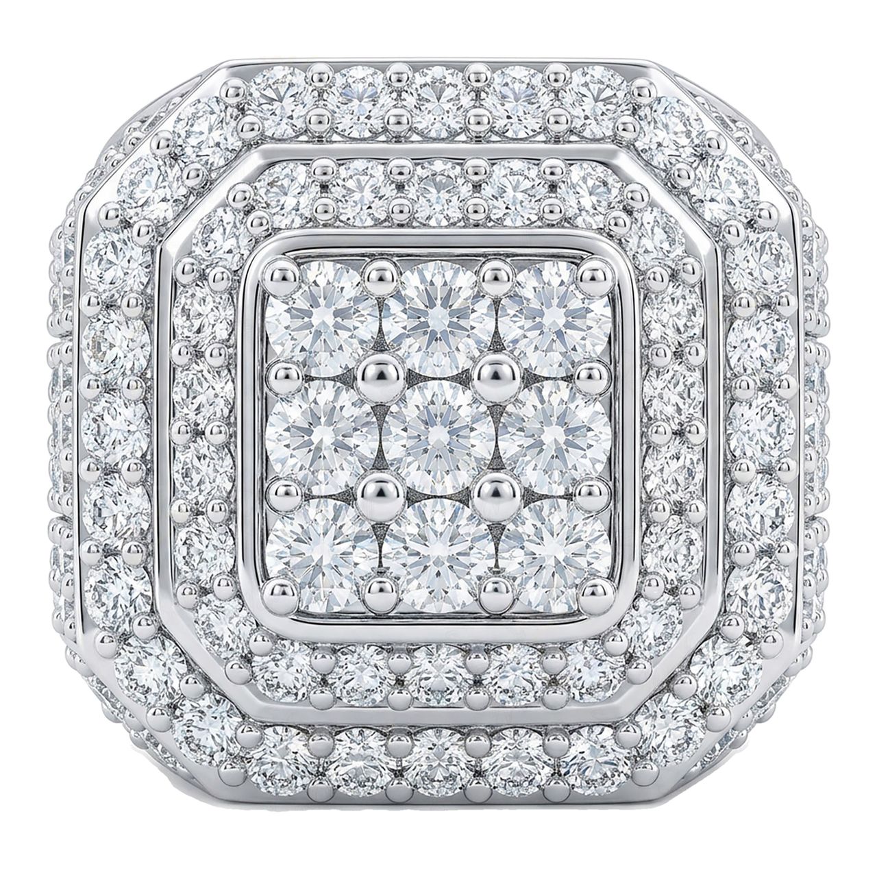 5.40 ct EF VS Lab Grown Diamond Mens Statement Ring in 10k White Gold