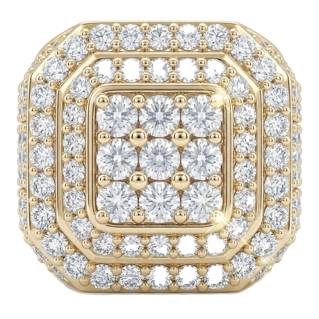 5.40 ct EF VS Lab Grown Diamond Mens Statement Ring in 10k Yellow Gold