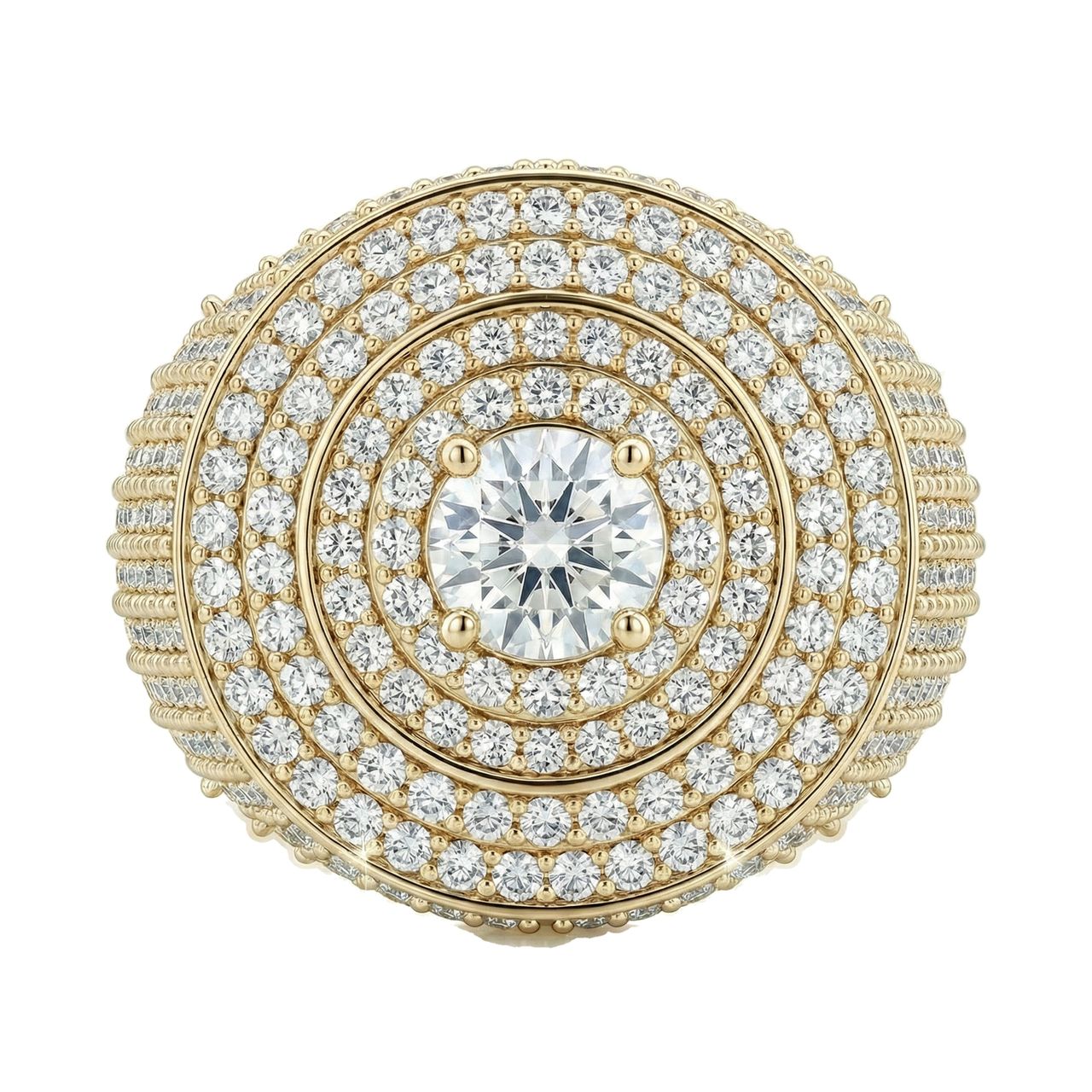 4.80 ct EF VS Lab Grown Diamond Mens Statement Ring in 10k Yellow Gold _ Sz0875 101330 - Fine Jewelry by JewelWeSell