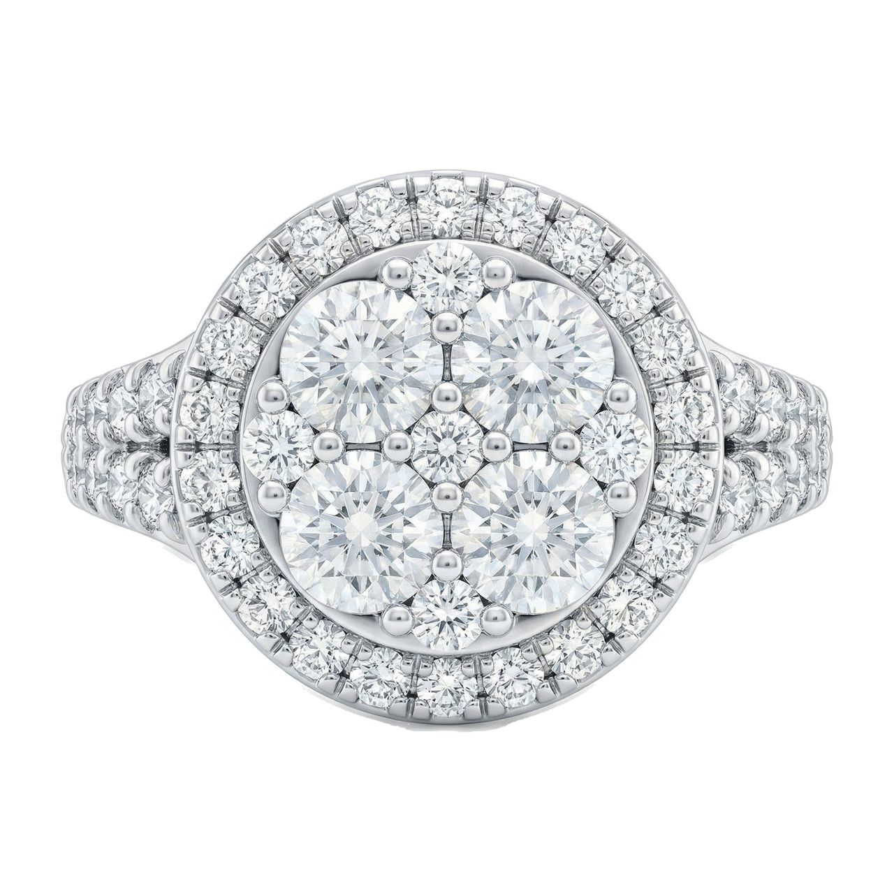 2.66 ct EF VS Lab Grown Diamond Circle Cluster Engagement Ring in 14k White Gold _ Sz0875 101467 - Fine Jewelry by JewelWeSell