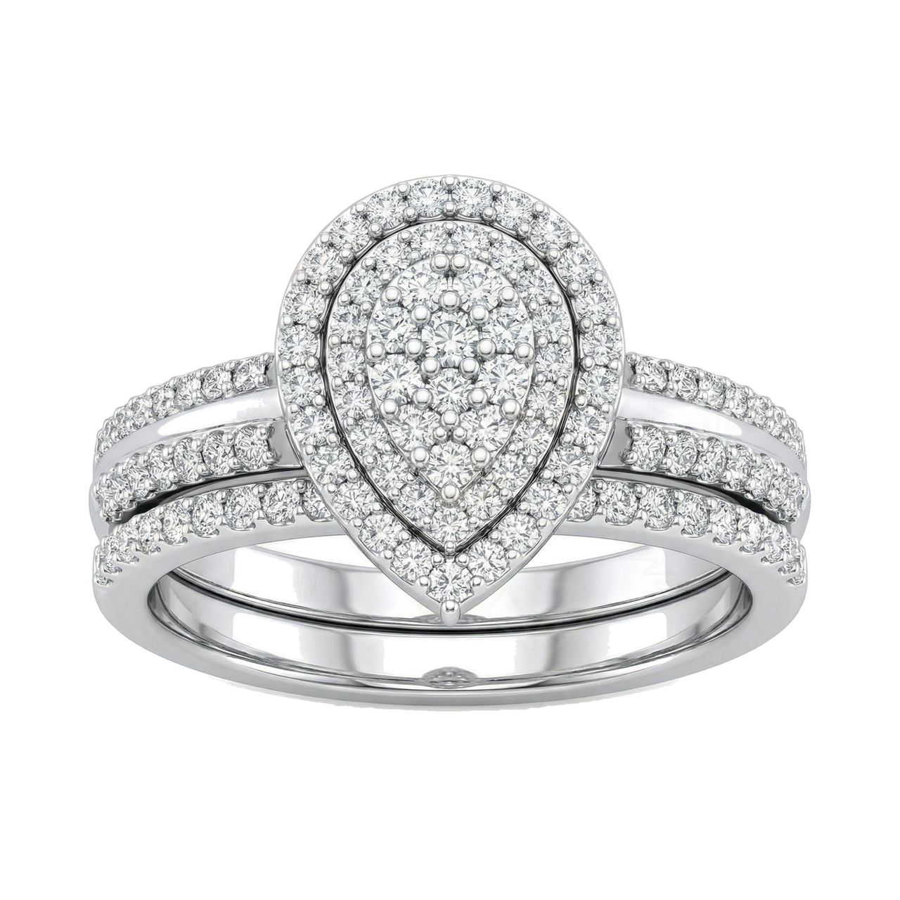 0.75 ct EF VS Lab Grown Diamond Pear Cluster Engagement Set in 10k White Gold _ Sz0875 101594 - Fine Jewelry by JewelWeSell