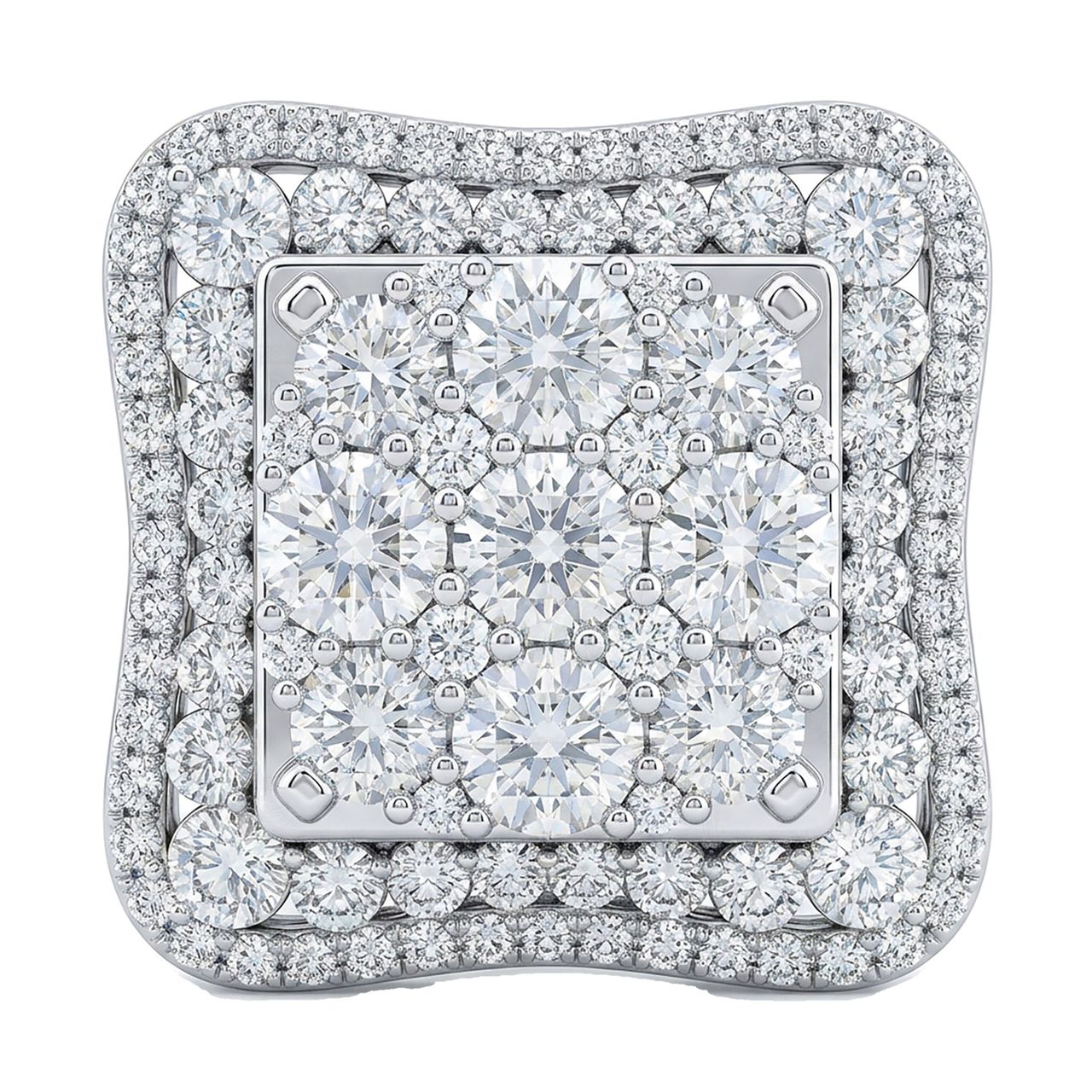 2.66 ct EF VS Lab Grown Diamond Mens Statement Ring in 10k White Gold