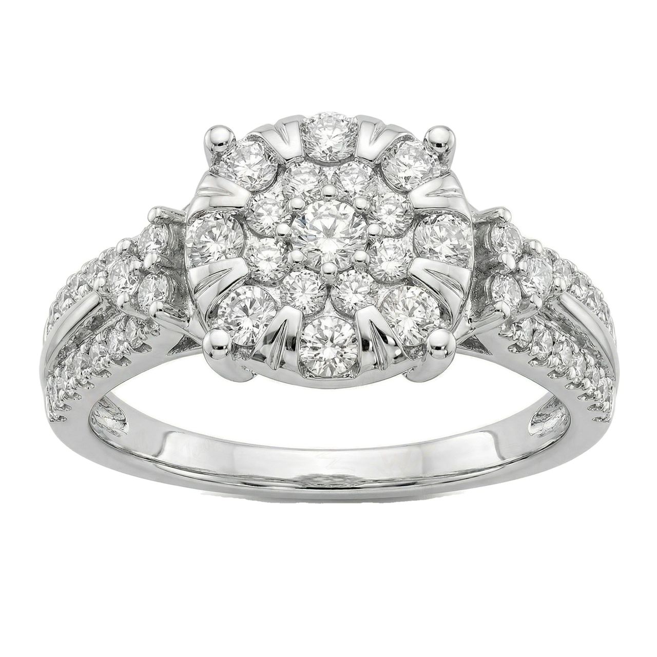 0.66 ct EF VS Lab Grown Diamond Circle Cluster Engagement Ring in 10k White Gold _ Sz0875 102848 - Fine Jewelry by JewelWeSell