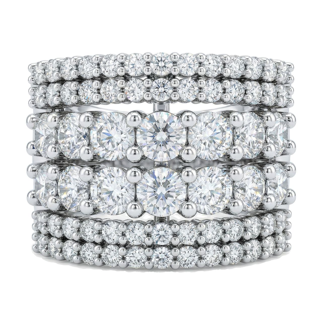 2.20 ct EF VS Moissanite Multi Row Wedding Band in 925 Sterling SIlver _ Sz0875 102864 - Fine Jewelry by JewelWeSell