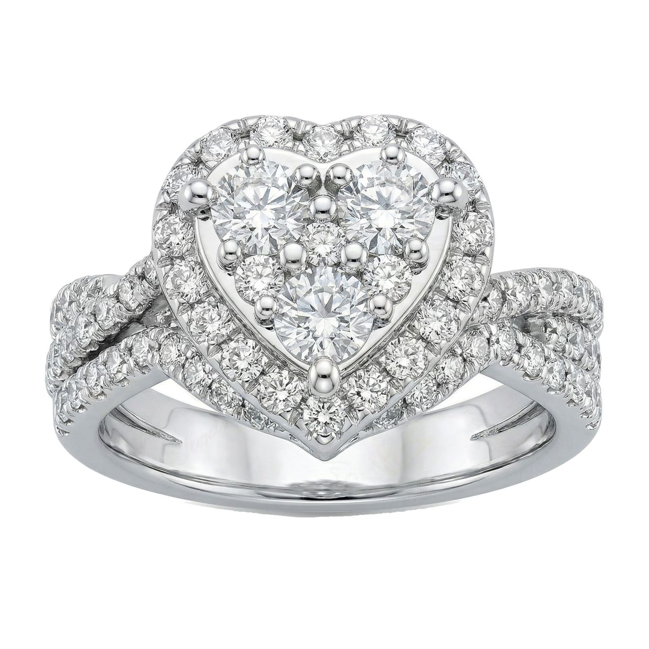 1.75 ct EF VS Moissanite Heart Shaped Cluster Engagement Ring in 925 Sterling SIlver _ Sz0875 102981 - Fine Jewelry by JewelWeSell