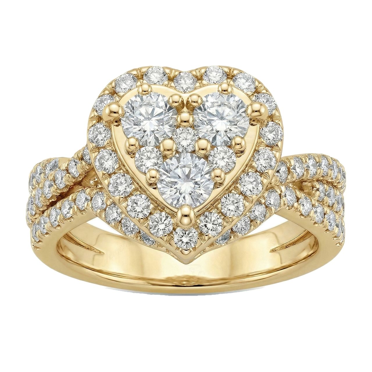 1.75 ct EF VS Lab Grown Diamond Heart Shaped Cluster Engagement Ring in 14k Yellow Gold _ Sz0875 102981 - Fine Jewelry by JewelWeSell