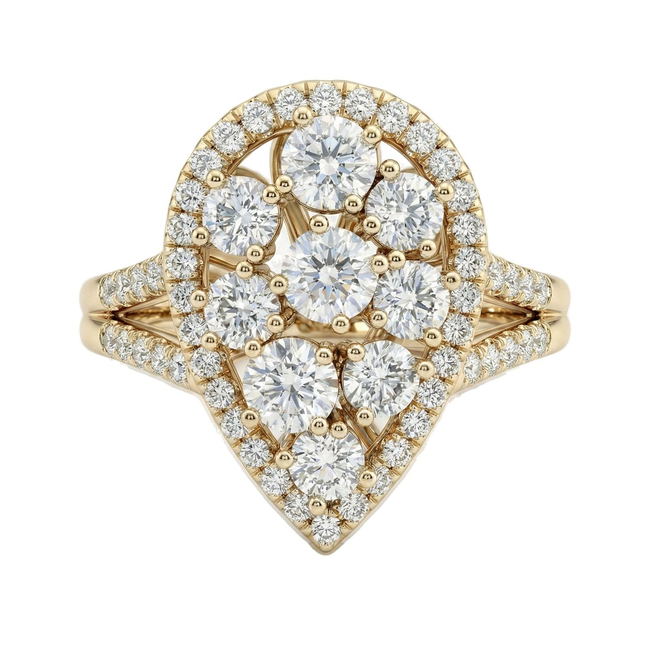 2.00 ct EF VS Lab Grown Diamond Fancy Ring in 10k Yellow Gold _ Sz0875 103085 - Fine Jewelry by JewelWeSell