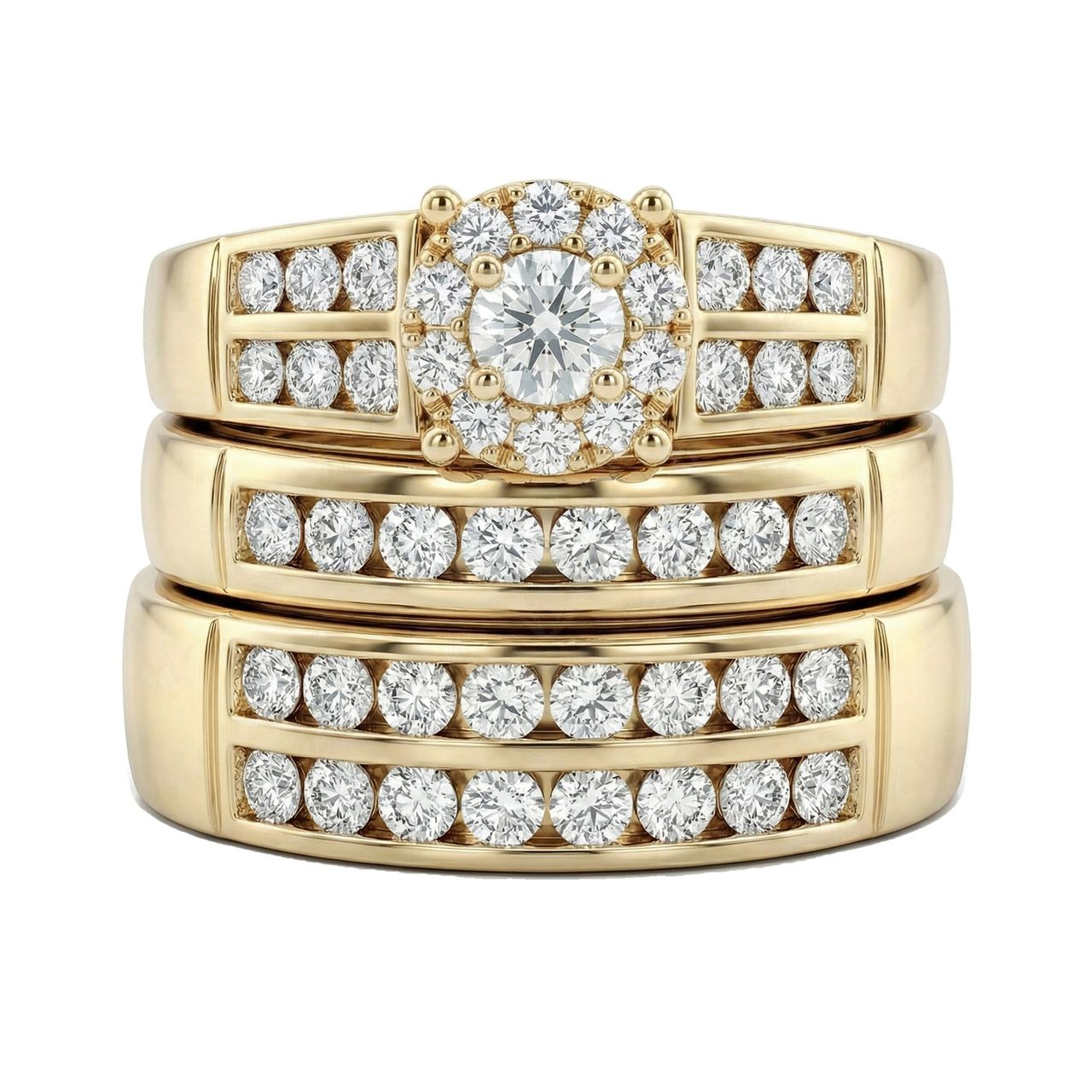 1.33 ct EF VS Lab Grown Diamond Trio Set in 10k Yellow Gold _ Sz0875 103181 - Fine Jewelry by JewelWeSell
