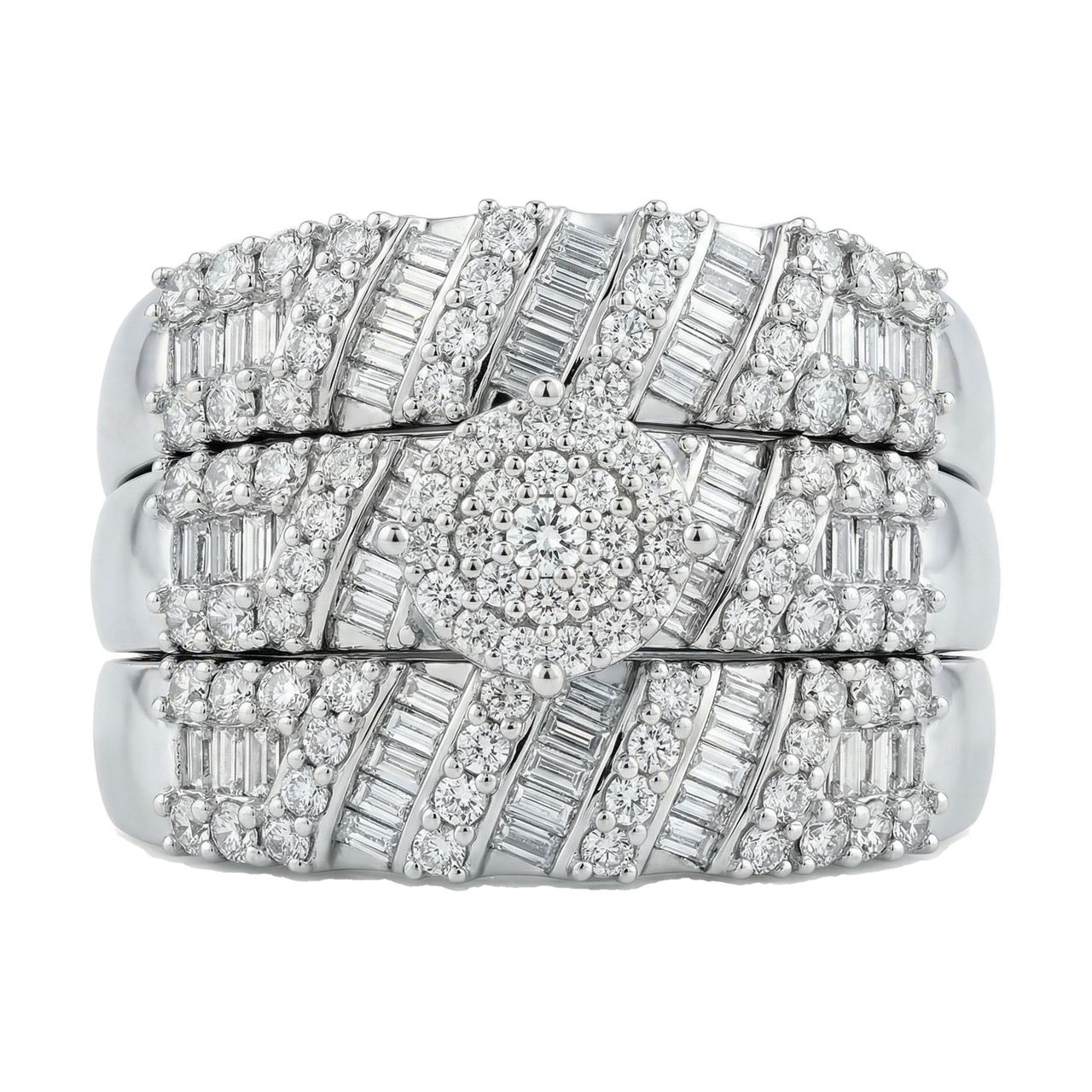 2.90 ct EF VS Lab Grown Diamond Trio Set in 10k White Gold _ Sz0875 103190 - Fine Jewelry by JewelWeSell