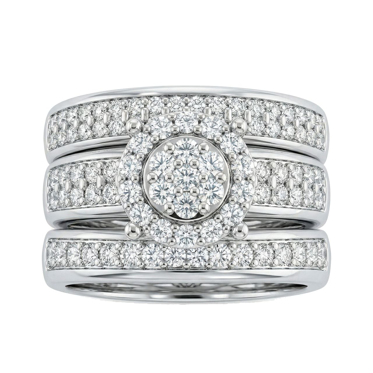 1.66 ct EF VS Moissanite Trio Set in 925 Sterling SIlver _ Sz0875 103193 - Fine Jewelry by JewelWeSell