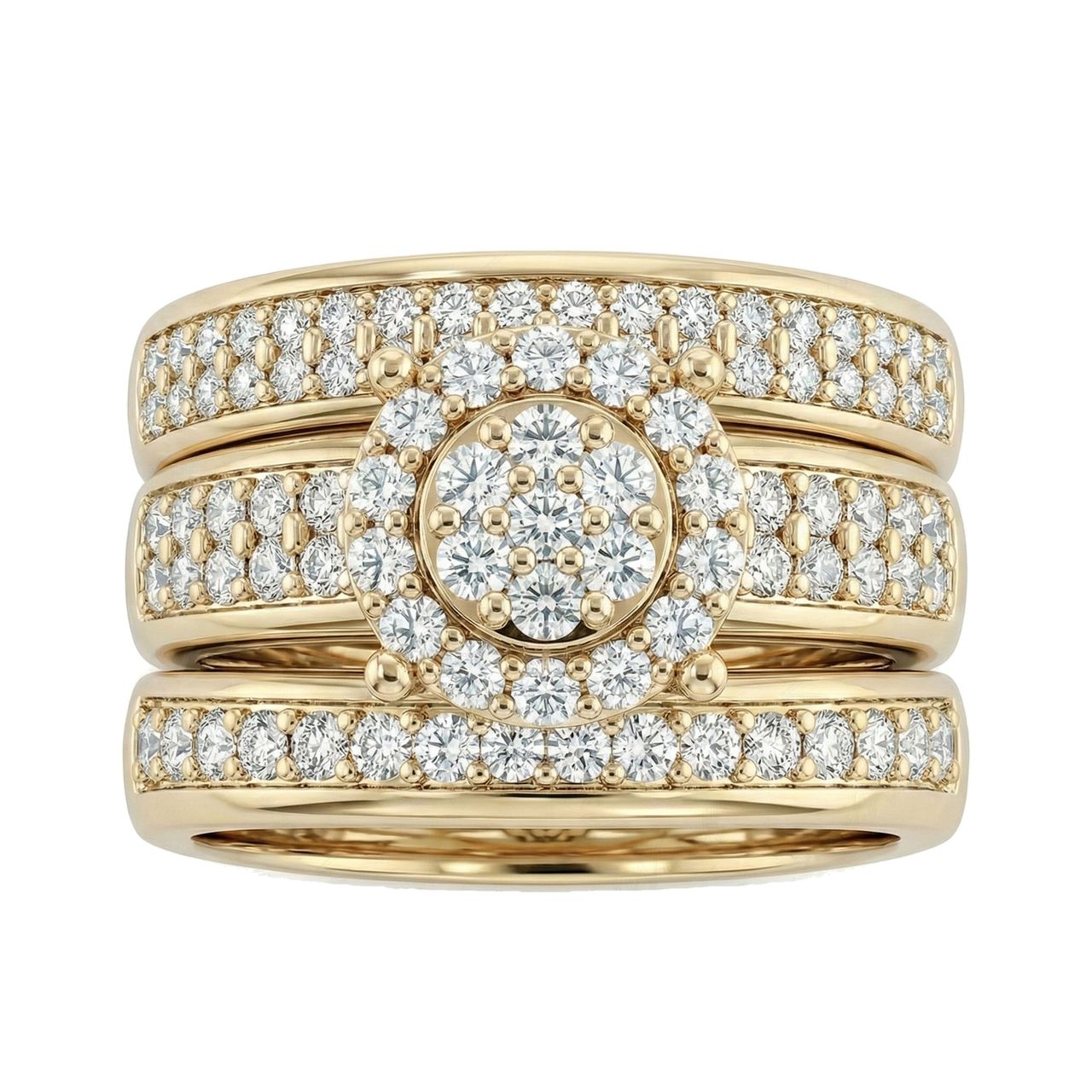 1.66 ct EF VS Lab Grown Diamond Trio Set in 10k Yellow Gold - Fine Jewelry by JewelWeSell