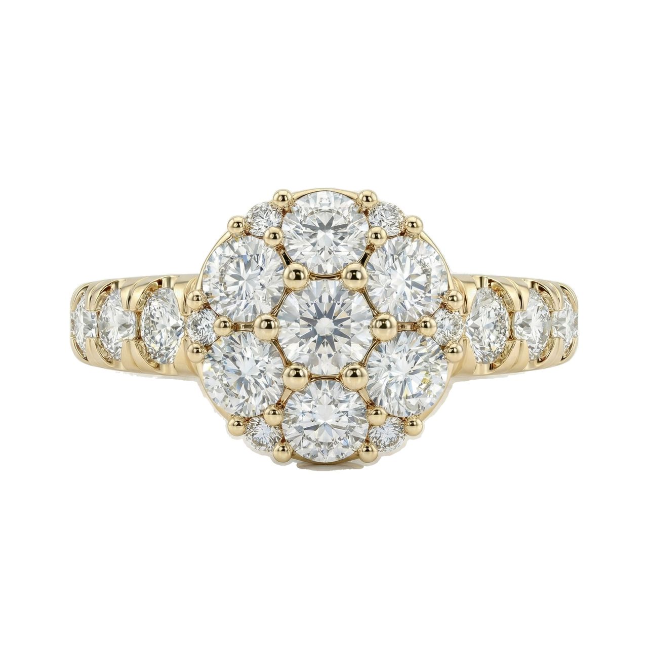 2.33 ct EF VS Lab Grown Diamond Circle Cluster Engagement Ring in 14k Yellow Gold _ Sz0875 103219 - Fine Jewelry by JewelWeSell