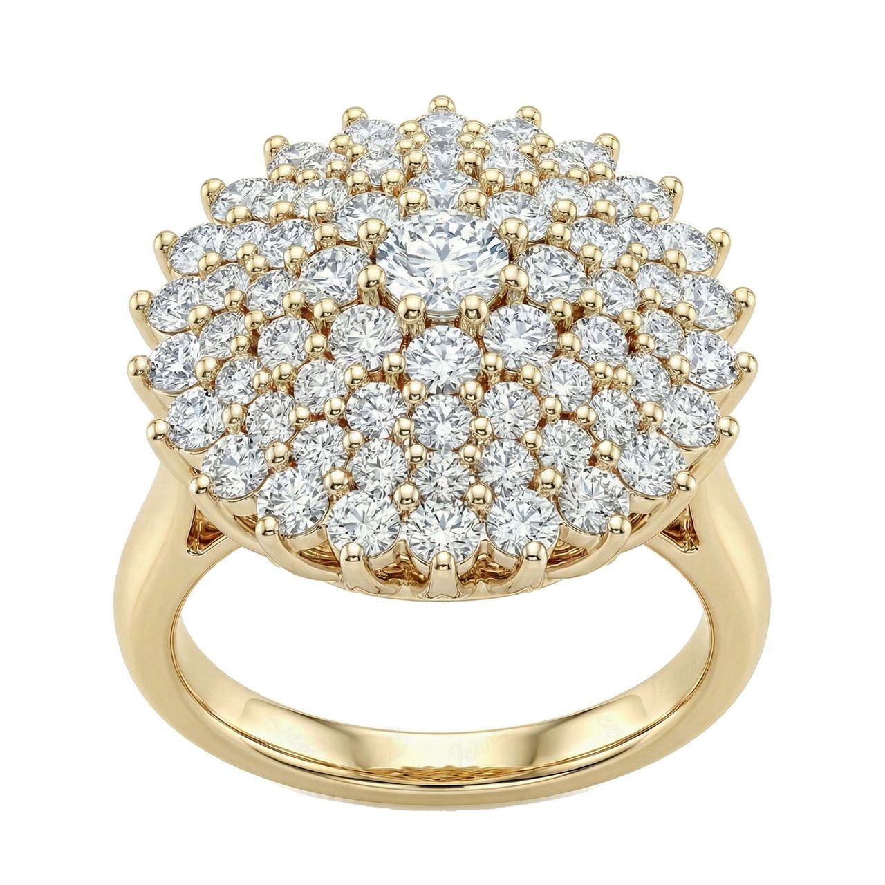 1.66 ct EF VS Lab Grown Diamond Circle Cluster Engagement Ring in 14k Yellow Gold _ Sz0875 103316 - Fine Jewelry by JewelWeSell