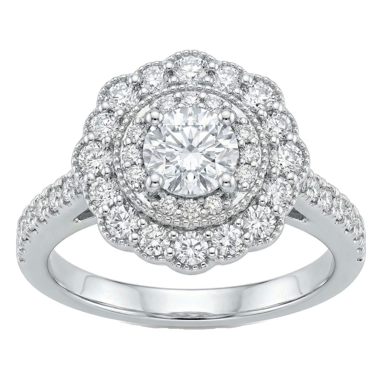 0.66 ct EF VS Lab Grown Diamond Cluster Engagement Ring in 10k White Gold _ Sz0875 103322 - Fine Jewelry by JewelWeSell