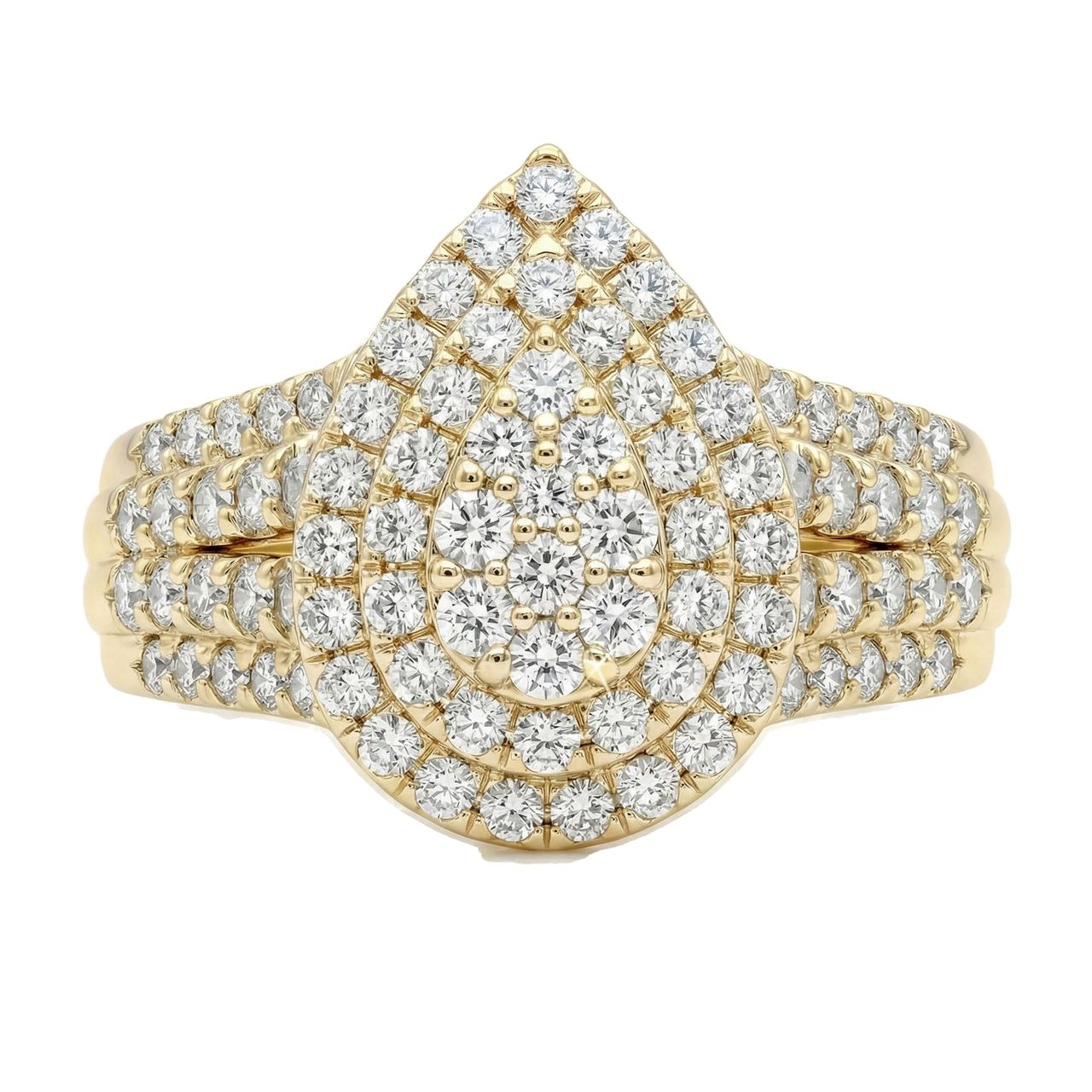 1.33 ct EF VS Lab Grown Diamond Pear Cluster Engagement Ring in 10k Yellow Gold _ Sz0875 103410 - Fine Jewelry by JewelWeSell