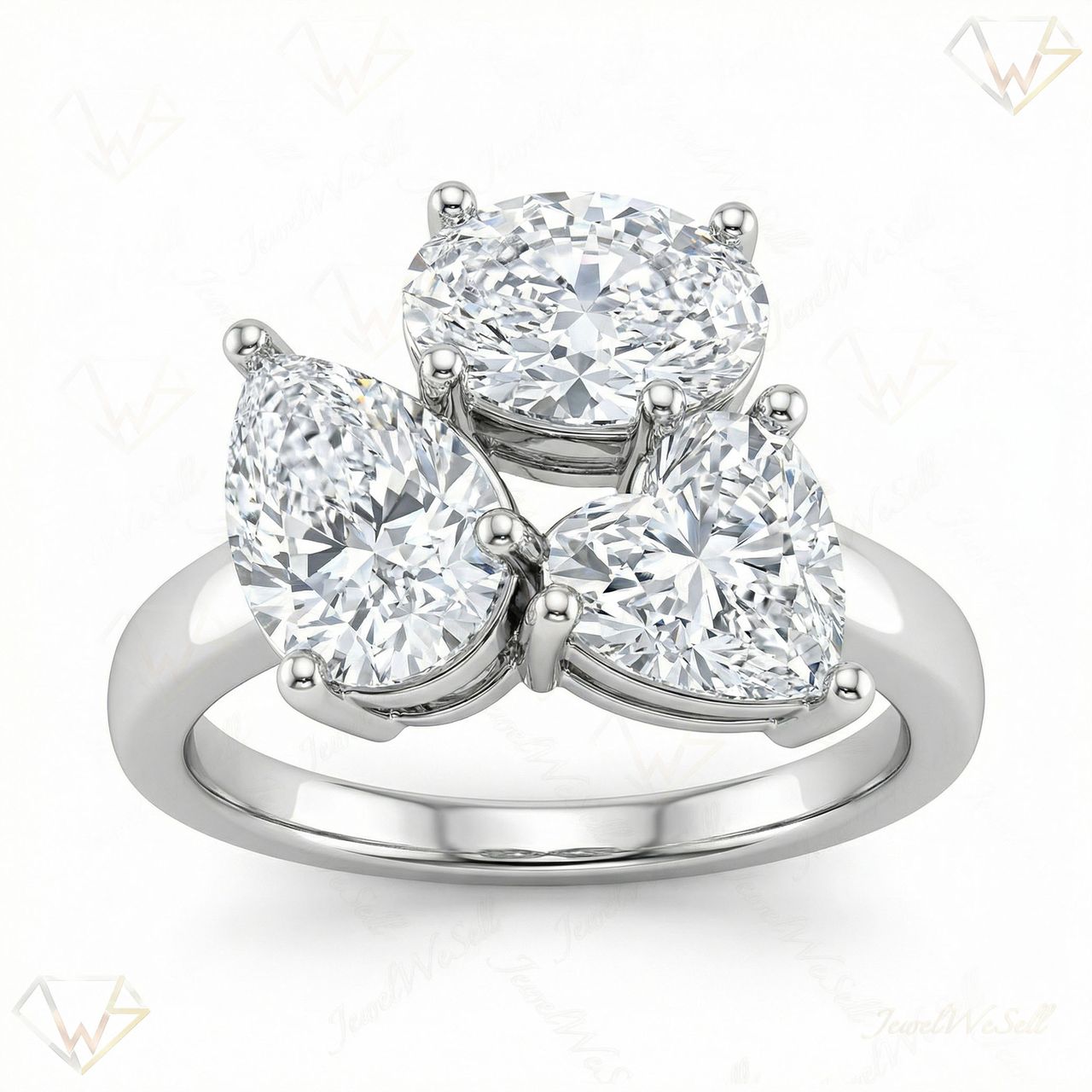 3.00 ct EF VS Lab Grown Diamond Multi Stone Engagement Ring in 10k White Gold _ Sz0875 111673 - Fine Jewelry by JewelWeSell