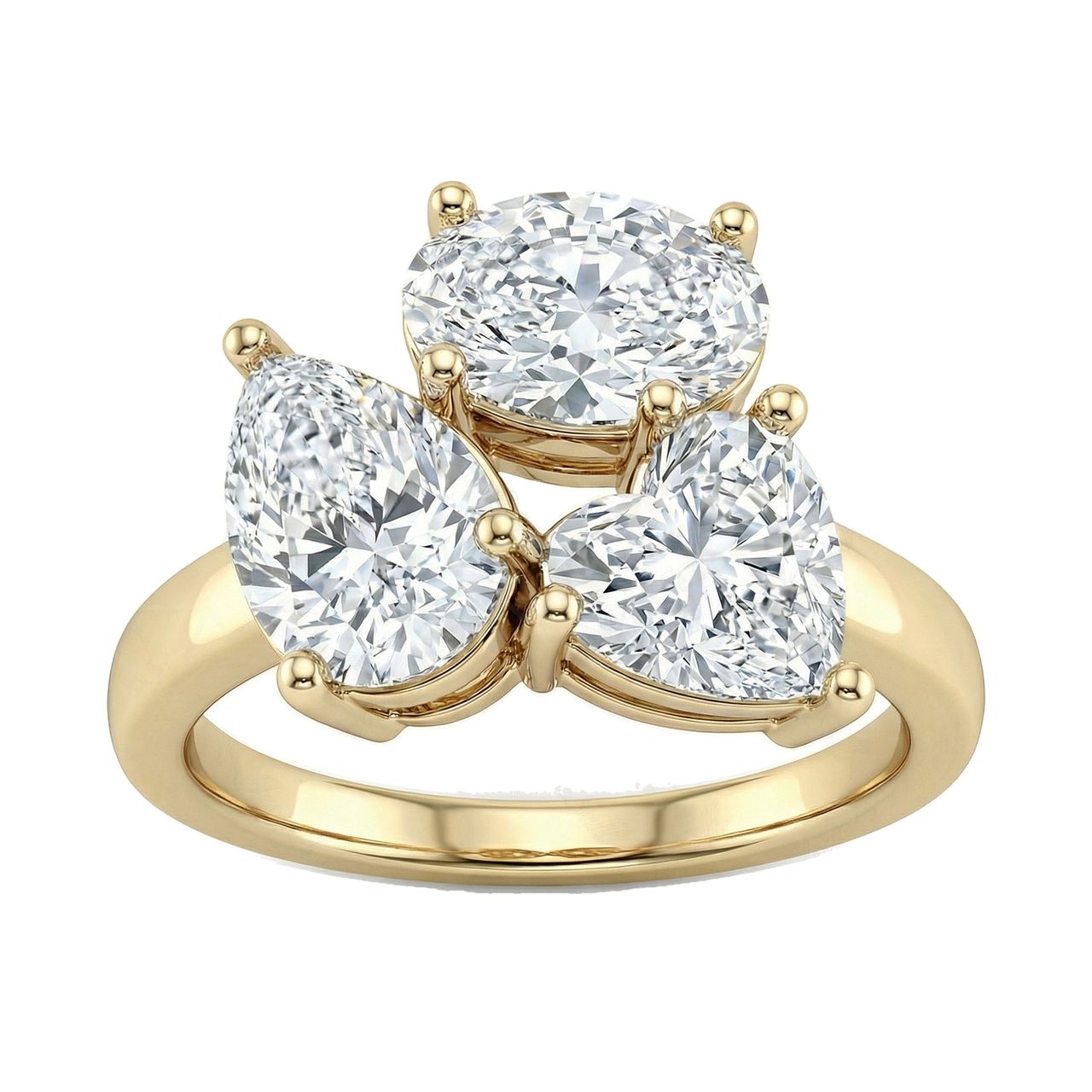 3.00 ct EF VS Lab Grown Diamond Multi Stone Engagement Ring in 10k Yellow Gold - Fine Jewelry by JewelWeSell