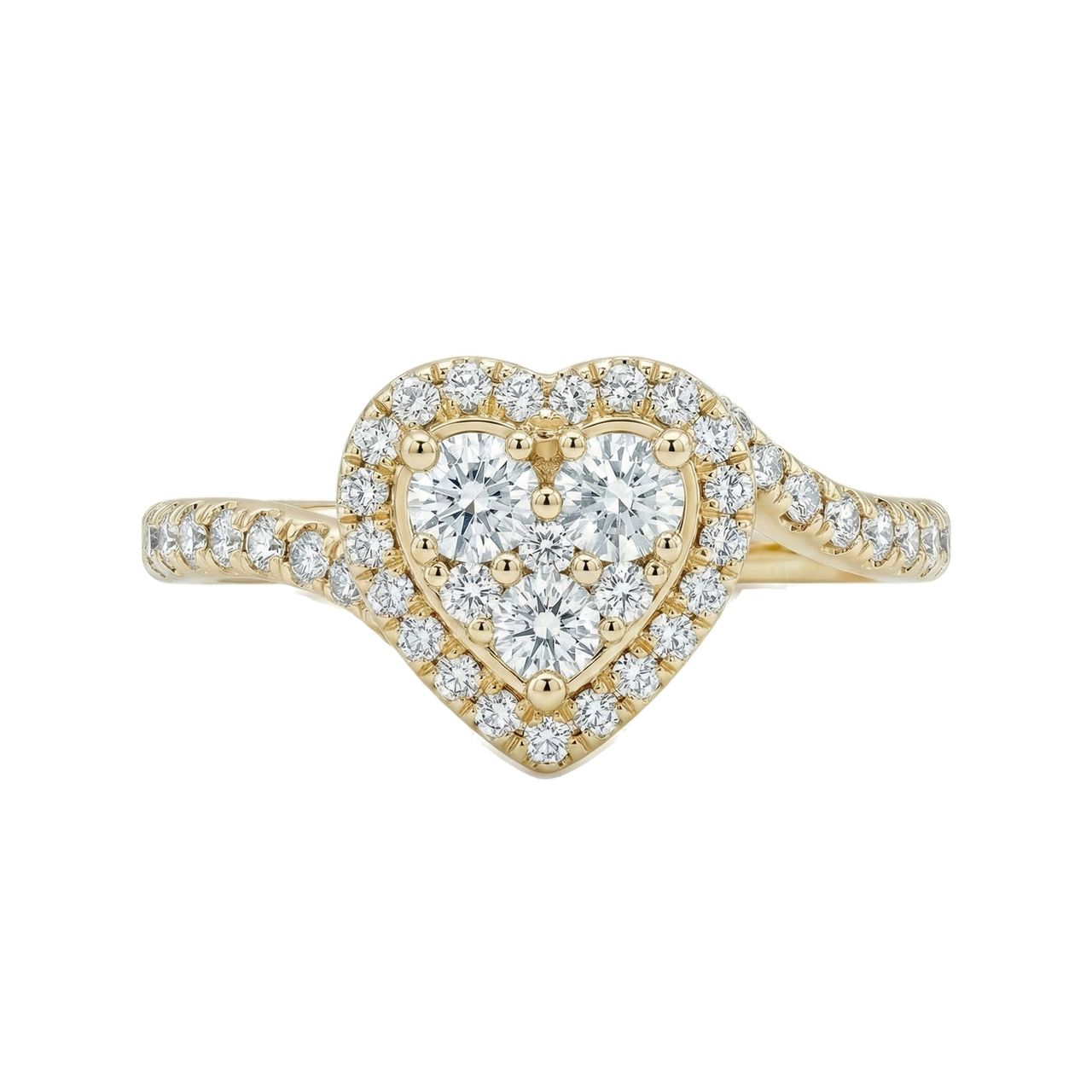 1.00 ct EF VS Lab Grown Diamond Heart Shaped Cluster Engagement Ring in 10k Yellow Gold _ Sz0875 12571 - Fine Jewelry by JewelWeSell