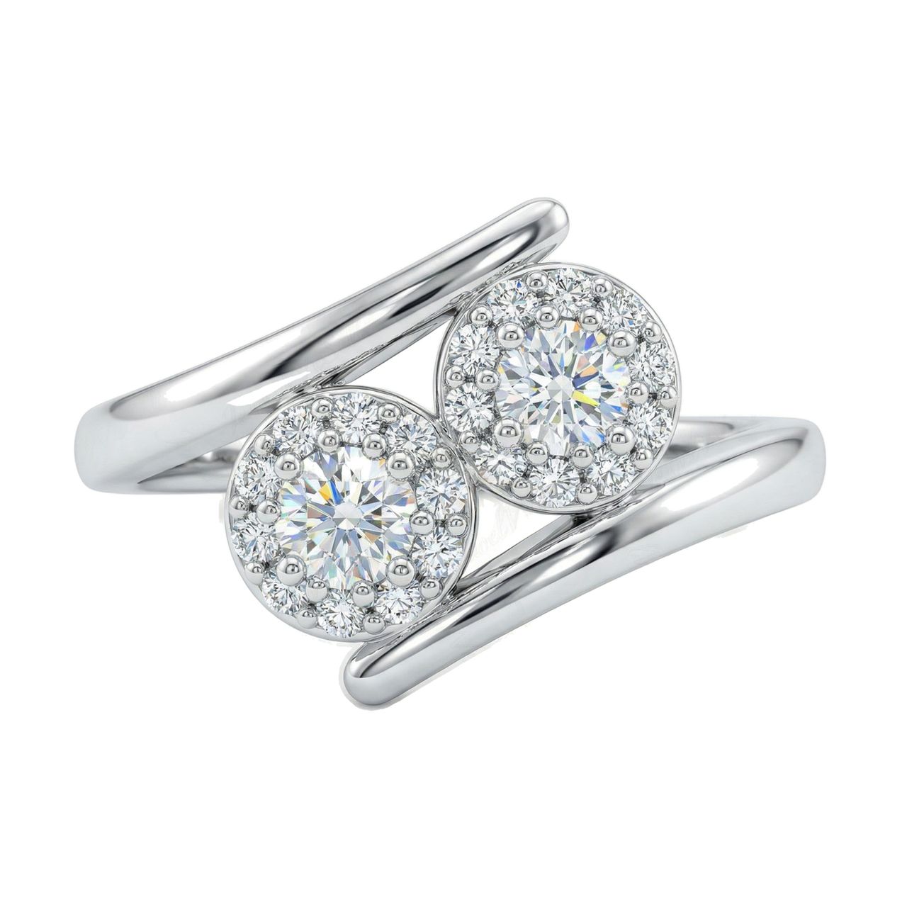 0.40 ct EF VS Lab Grown Diamond Multi Stone Engagement Ring in 10k White Gold - Fine Jewelry by JewelWeSell
