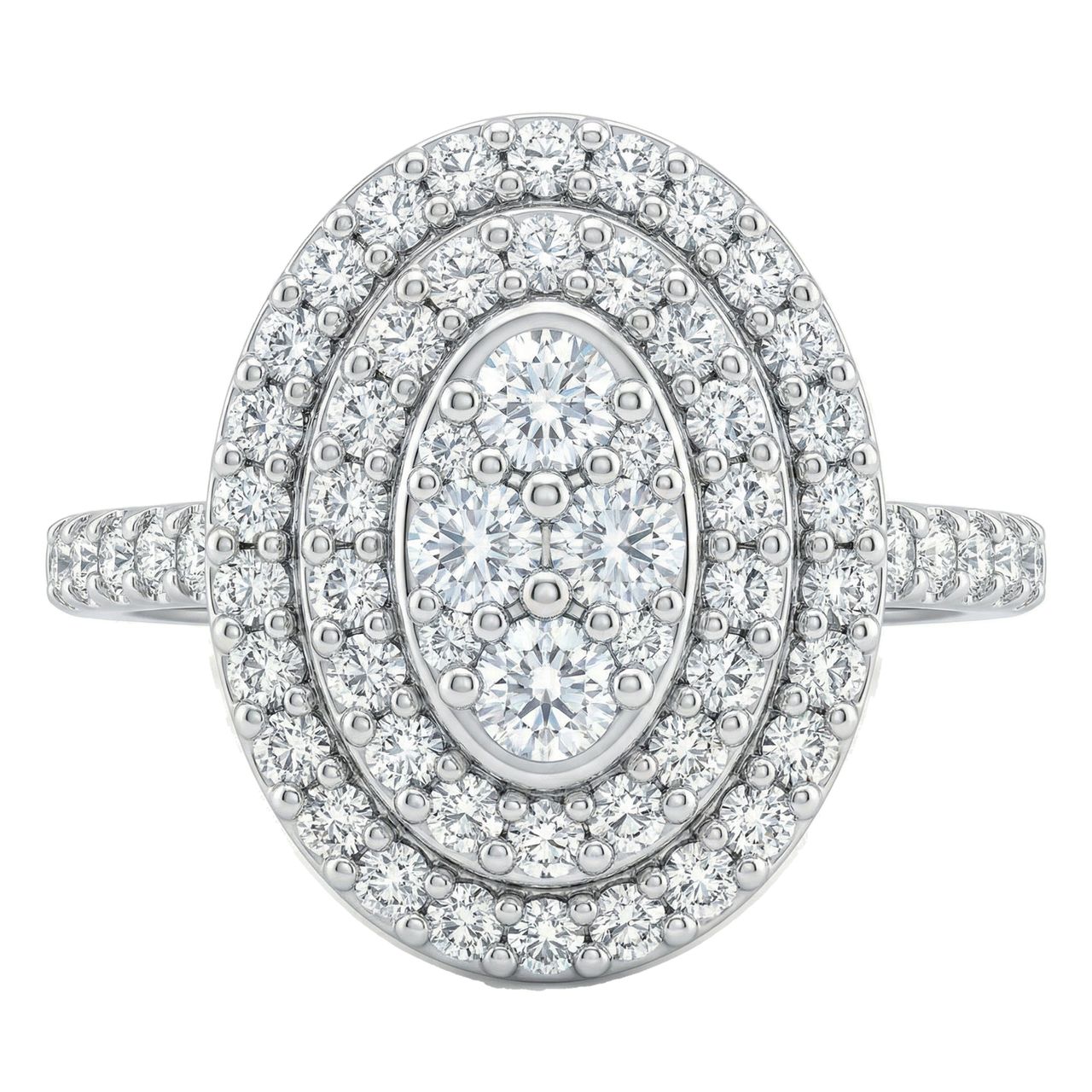 0.75 ct EF VS Moissanite Oval Cluster Engagement Ring in 925 Sterling SIlver _ Sz0875 13433 - Fine Jewelry by JewelWeSell