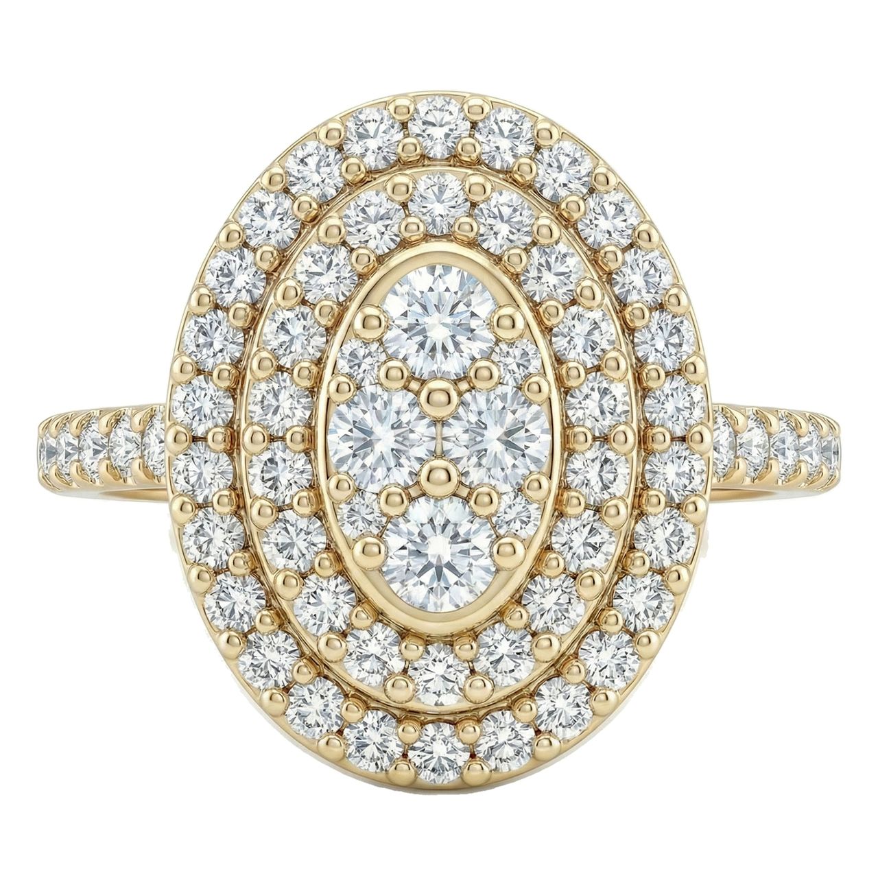 0.75 ct EF VS Lab Grown Diamond Oval Cluster Engagement Ring in 10k Yellow Gold _ Sz0875 13433 - Fine Jewelry by JewelWeSell