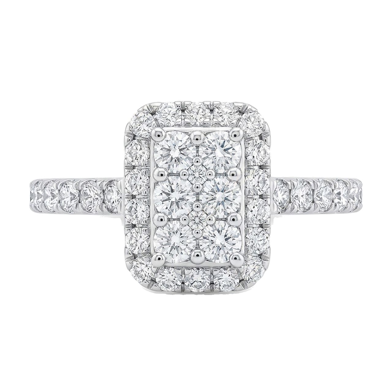 0.80 ct EF VS Lab Grown Diamond Rectangular Cluster Engagement Ring in 10k White Gold _ Sz0875 13434 - Fine Jewelry by JewelWeSell