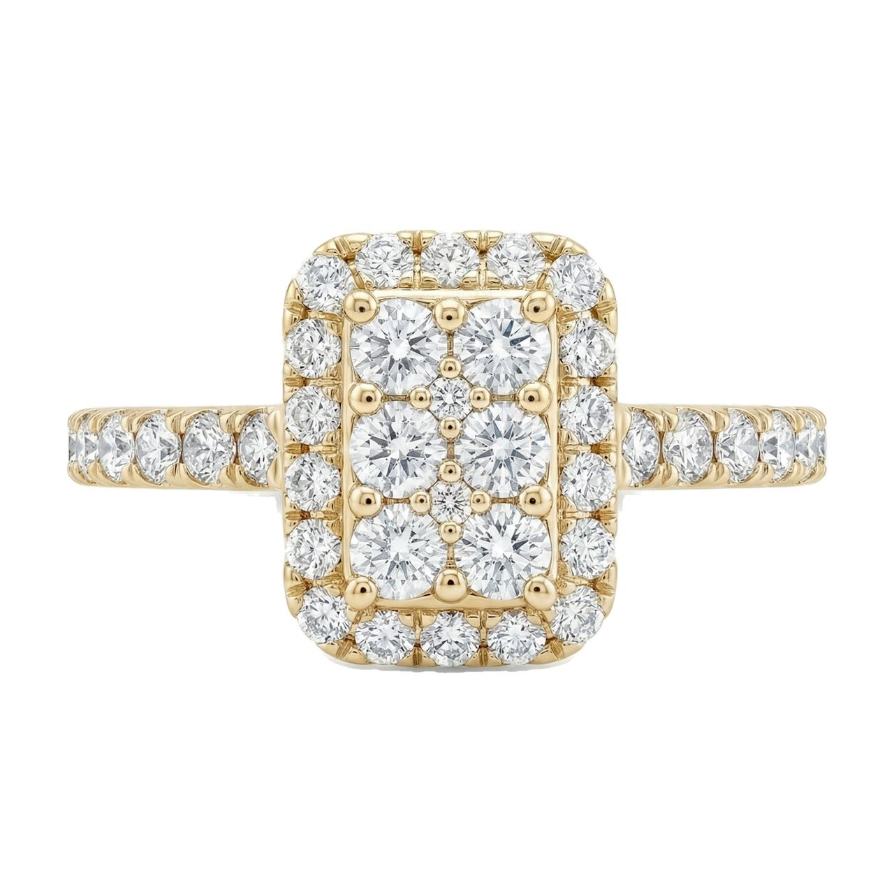 0.80 ct EF VS Lab Grown Diamond Rectangular Cluster Engagement Ring in 10k Yellow Gold _ Sz0875 13434 - Fine Jewelry by JewelWeSell