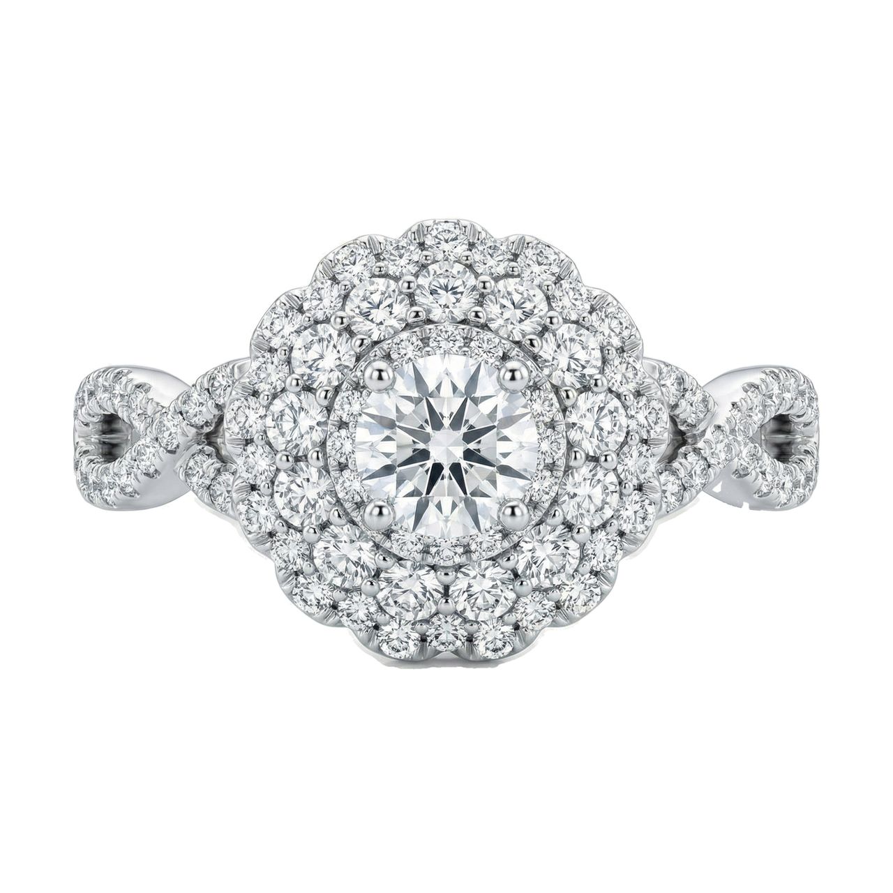 1.00 ct EF VS Moissanite Circle Cluster Engagement Ring in 925 Sterling SIlver _ Sz0875 13843 - Fine Jewelry by JewelWeSell