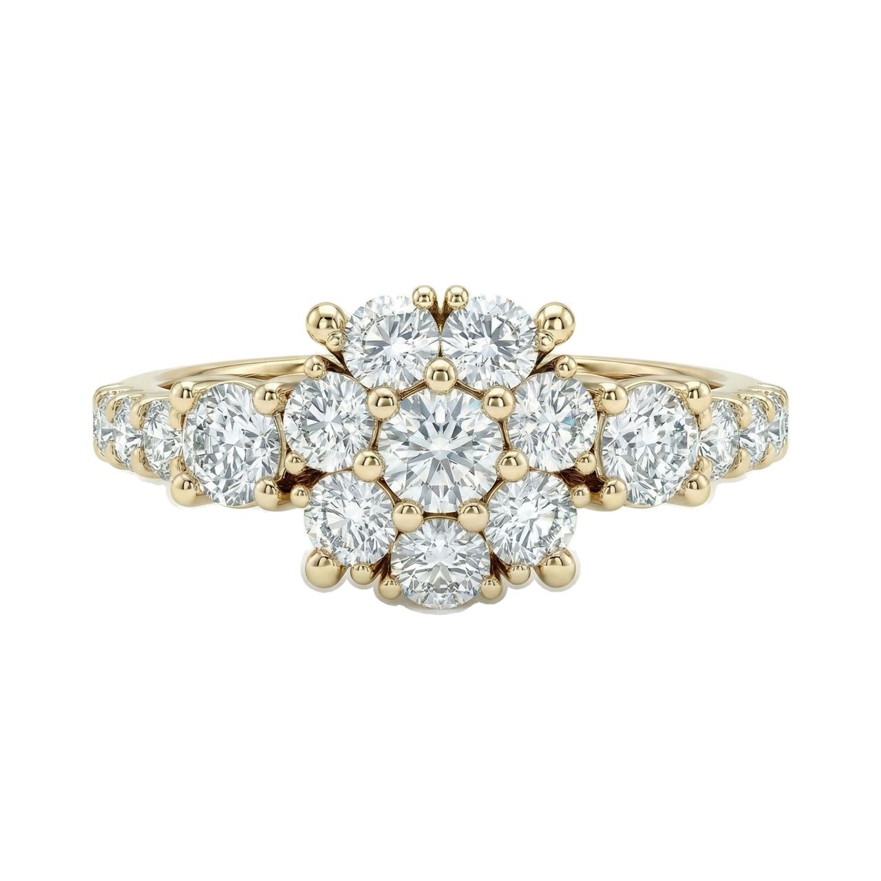 1.90 ct EF VS Lab Grown Diamond Cluster Engagement Ring in 10k Yellow Gold _ Sz0875 15891 - Fine Jewelry by JewelWeSell