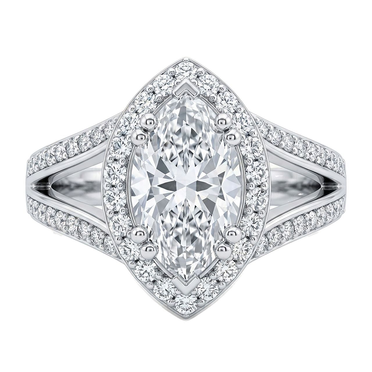 1.40 ct EF VS Lab Grown Diamond Halo Engagement Ring in 14k White Gold - Fine Jewelry by JewelWeSell