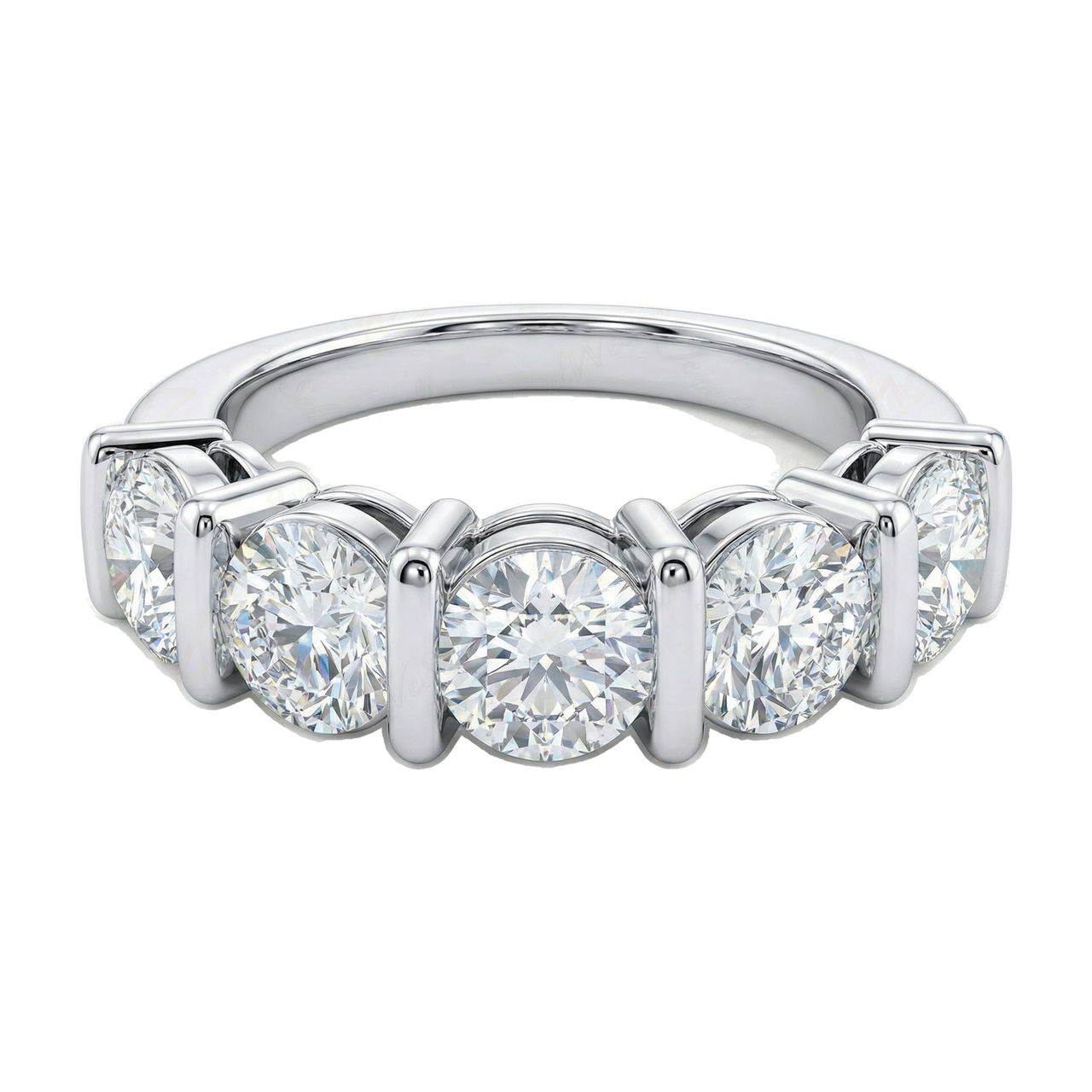 3.75 ct EF VS Moissanite Single Row Wedding Band in 925 Sterling SIlver _ Sz0875 27868 - Fine Jewelry by JewelWeSell