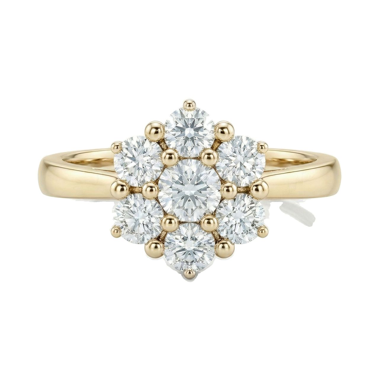 0.60 ct EF VS Lab Grown Diamond Circle Cluster Engagement Ring in 10k Yellow Gold _ Sz0875 6291 - Fine Jewelry by JewelWeSell