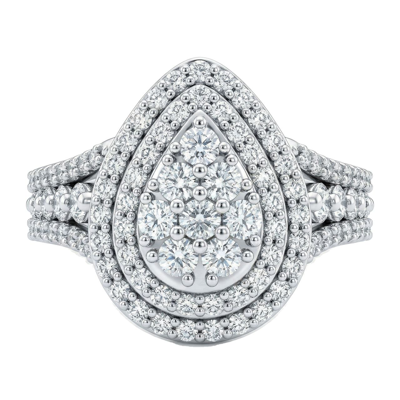 1.10 ct EF VS Lab Grown Diamond Pear Cluster Engagement Ring in 10k White Gold _ Sz0875 6479 - Fine Jewelry by JewelWeSell