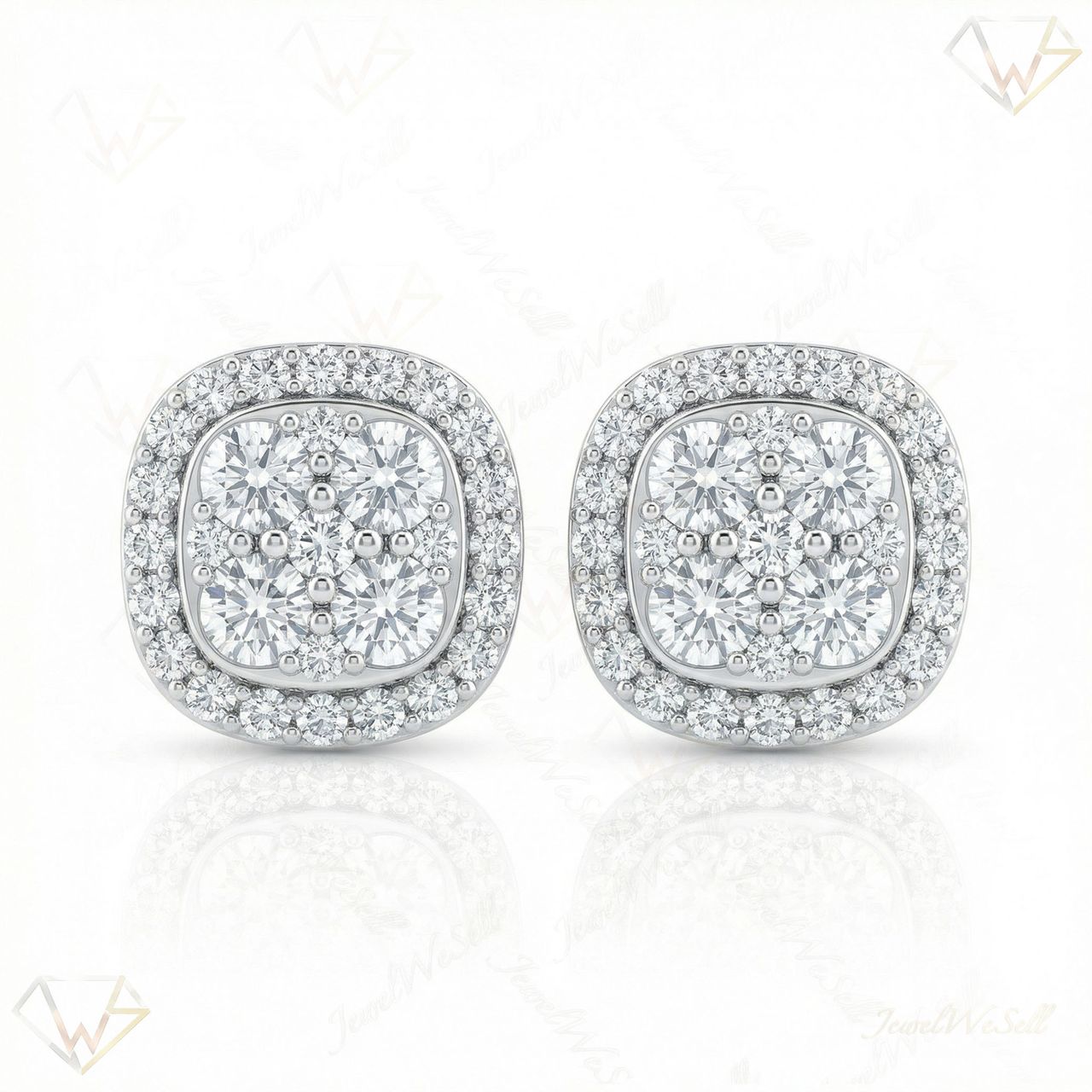2.05 ct EF VS Lab Grown DIamond Cluster Earrings in 10k White Gold 14135 - Fine Jewelry by JewelWeSell