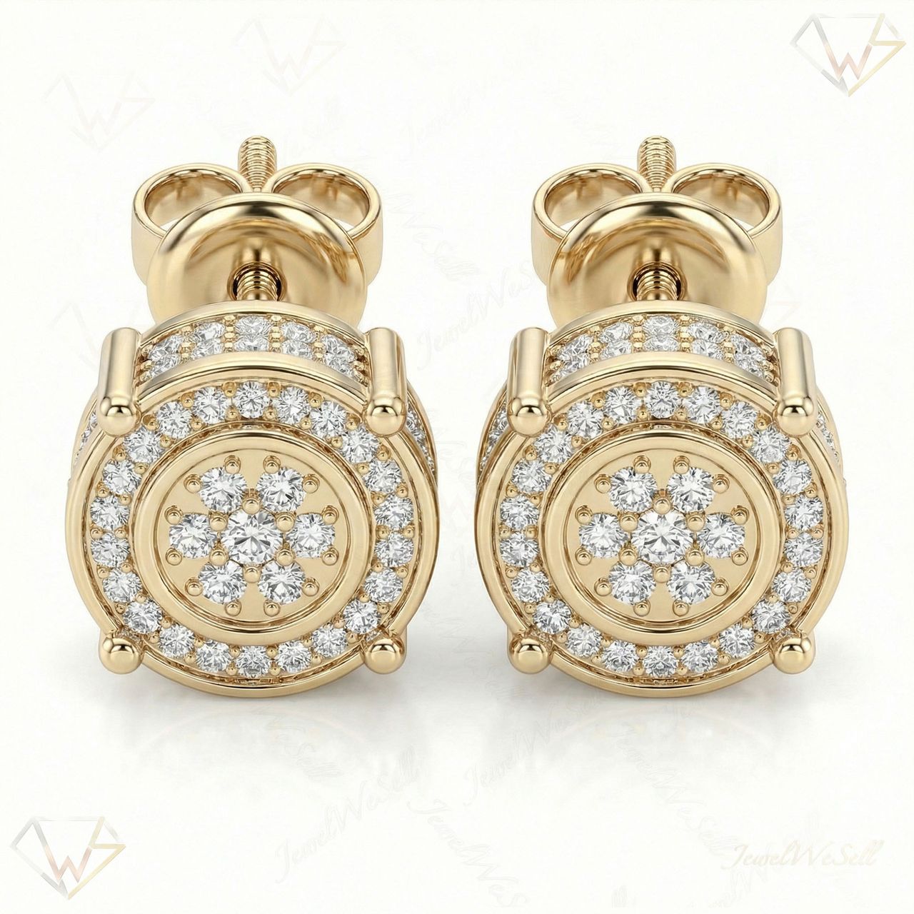 0.80 ct EF VS Lab Grown DIamond Micropave Earrings in 14k Yellow Gold 2466 - Fine Jewelry by JewelWeSell