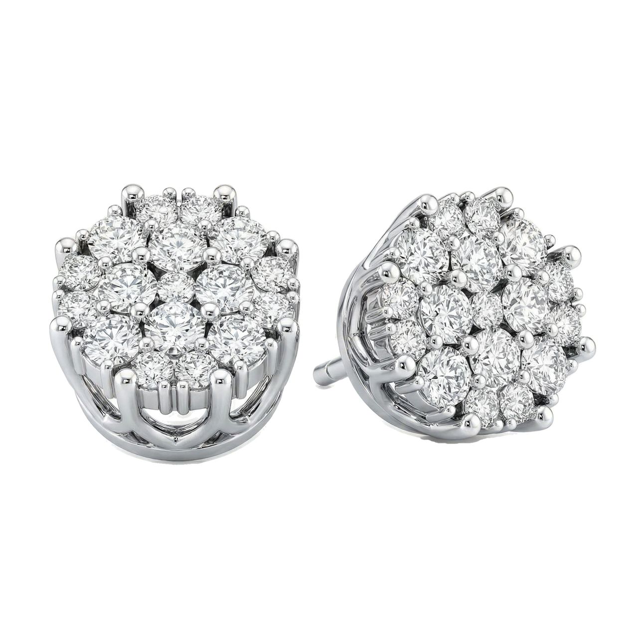 0.55 ct EF VS Lab Grown DIamond Cluster Earrings in 14k White Gold - Fine Jewelry by JewelWeSell