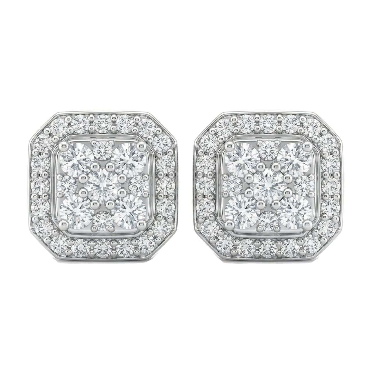 1.10 ct EF VS Lab Grown DIamond Halo Earrings in 10k White Gold - Fine Jewelry by JewelWeSell