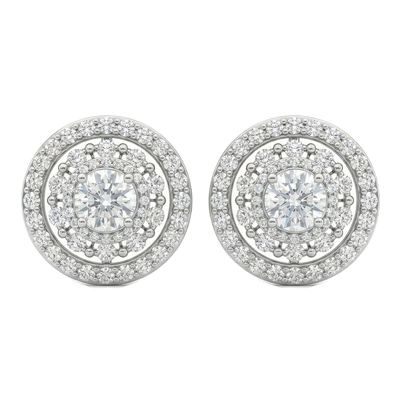 3.05 ct EF VS Lab Grown DIamond Micropave Earrings in 14k White Gold - Fine Jewelry by JewelWeSell